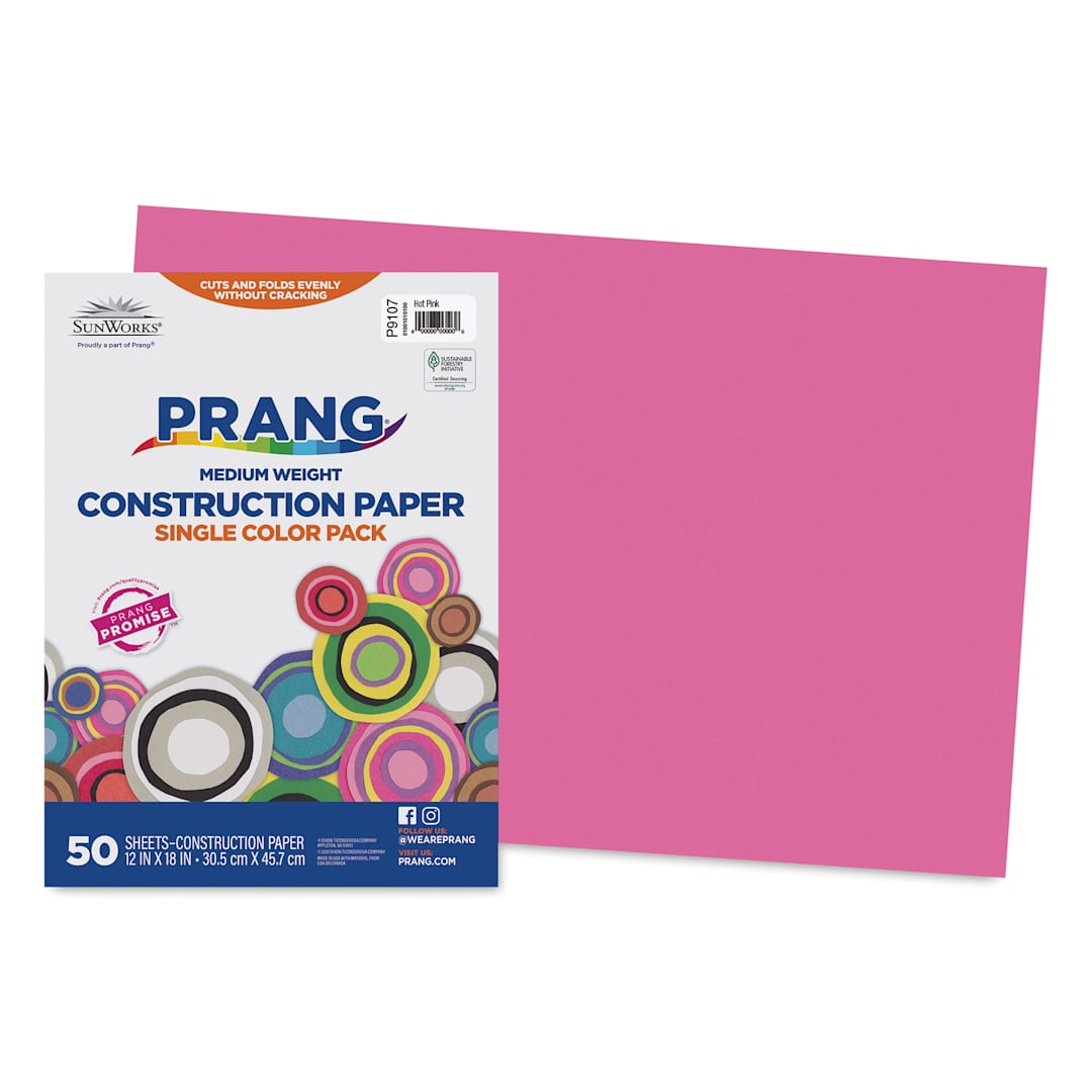 Open in modal - Prang Medium Weight Construction Paper - Hot Pink, 12" x 18", Pkg of 50 Sheets
