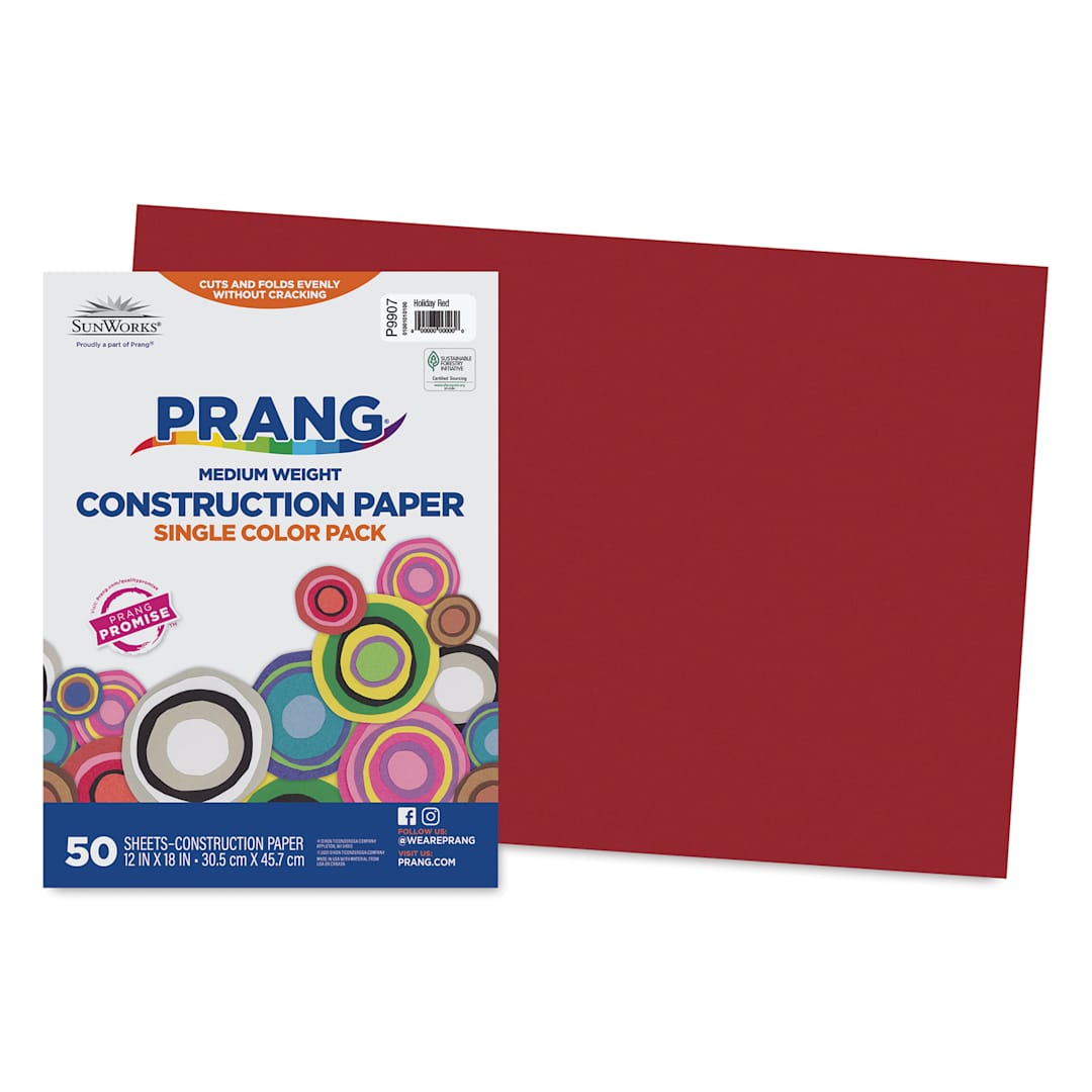 Open in modal - Prang Medium Weight Construction Paper - Holiday Red, 12" x 18", Pkg of 50 Sheets
