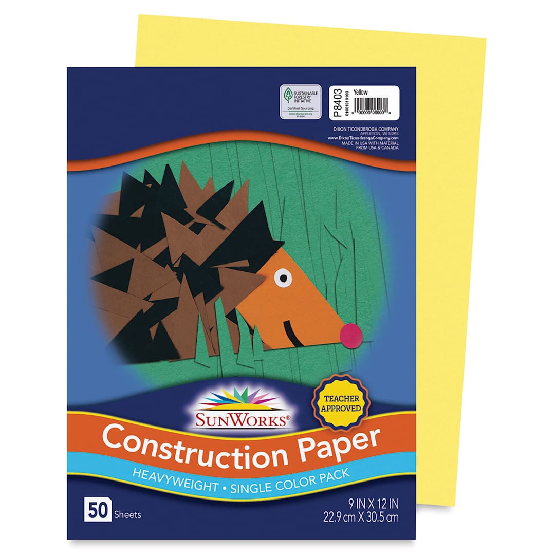 Open in modal - Pacon Sunworks Construction Paper - Yellow, 9" x 12", Pkg of 50 Sheets