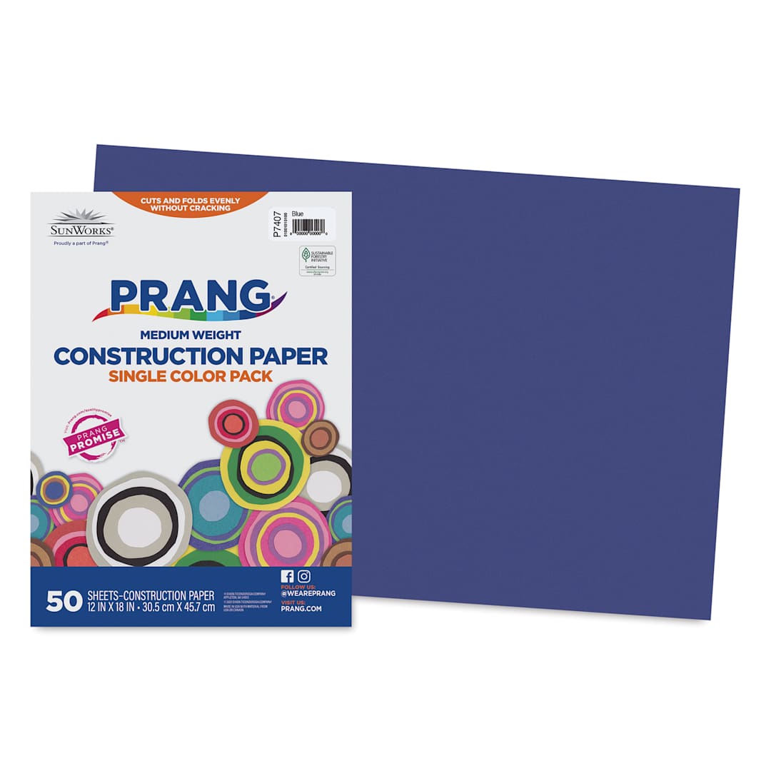Open in modal - Prang Medium Weight Construction Paper - Blue, 12" x 18", Pkg of 50 Sheets