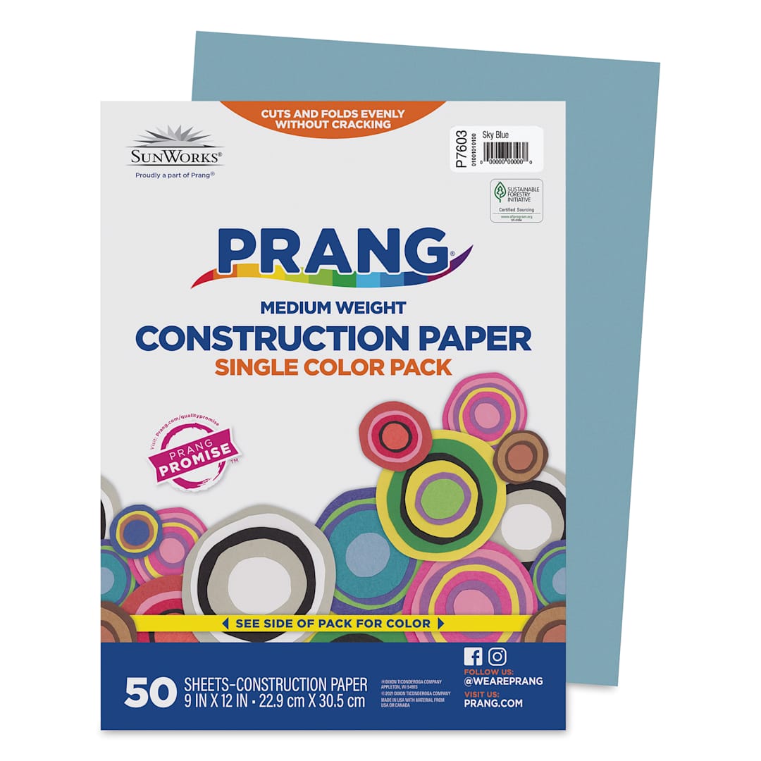 Open in modal - Pacon Sunworks Construction Paper - Sky Blue, 9" x 12", Pkg of 50 Sheets