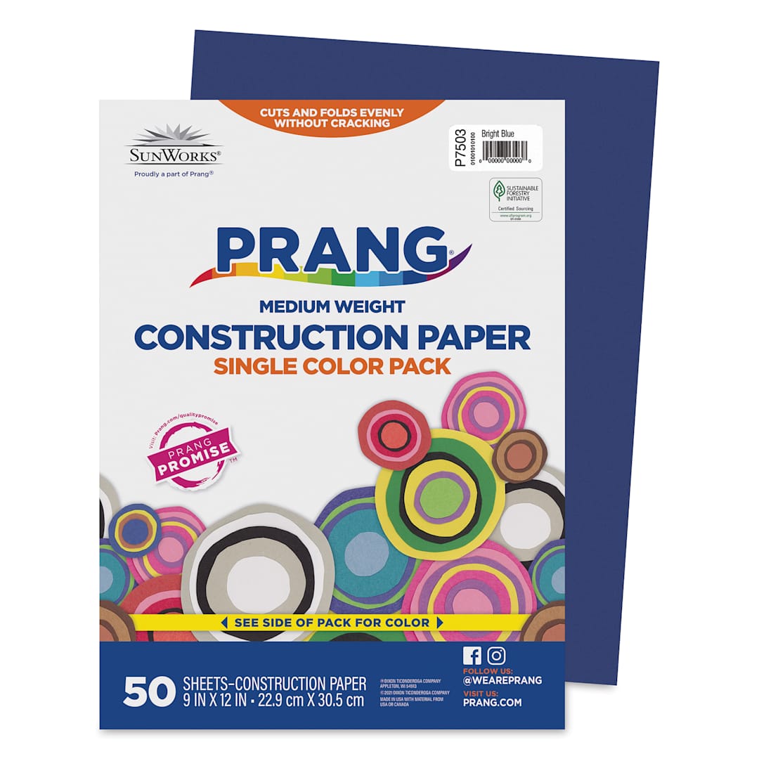 Open in modal - Pacon Sunworks Construction Paper - Bright Blue, 9" x 12", Pkg of 50 Sheets