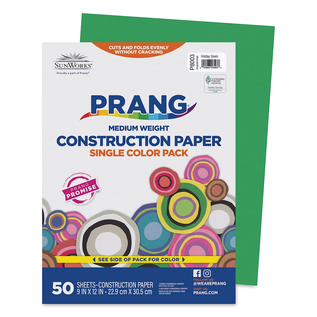 Open in modal - Prang Medium Weight Construction Paper - Holiday Green, 9" x 12", Pkg of 50 Sheets
