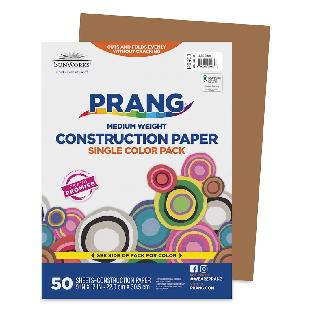 Open in modal - Prang Medium Weight Construction Paper - Light Brown, 9" x 12", Pkg of 50 Sheets