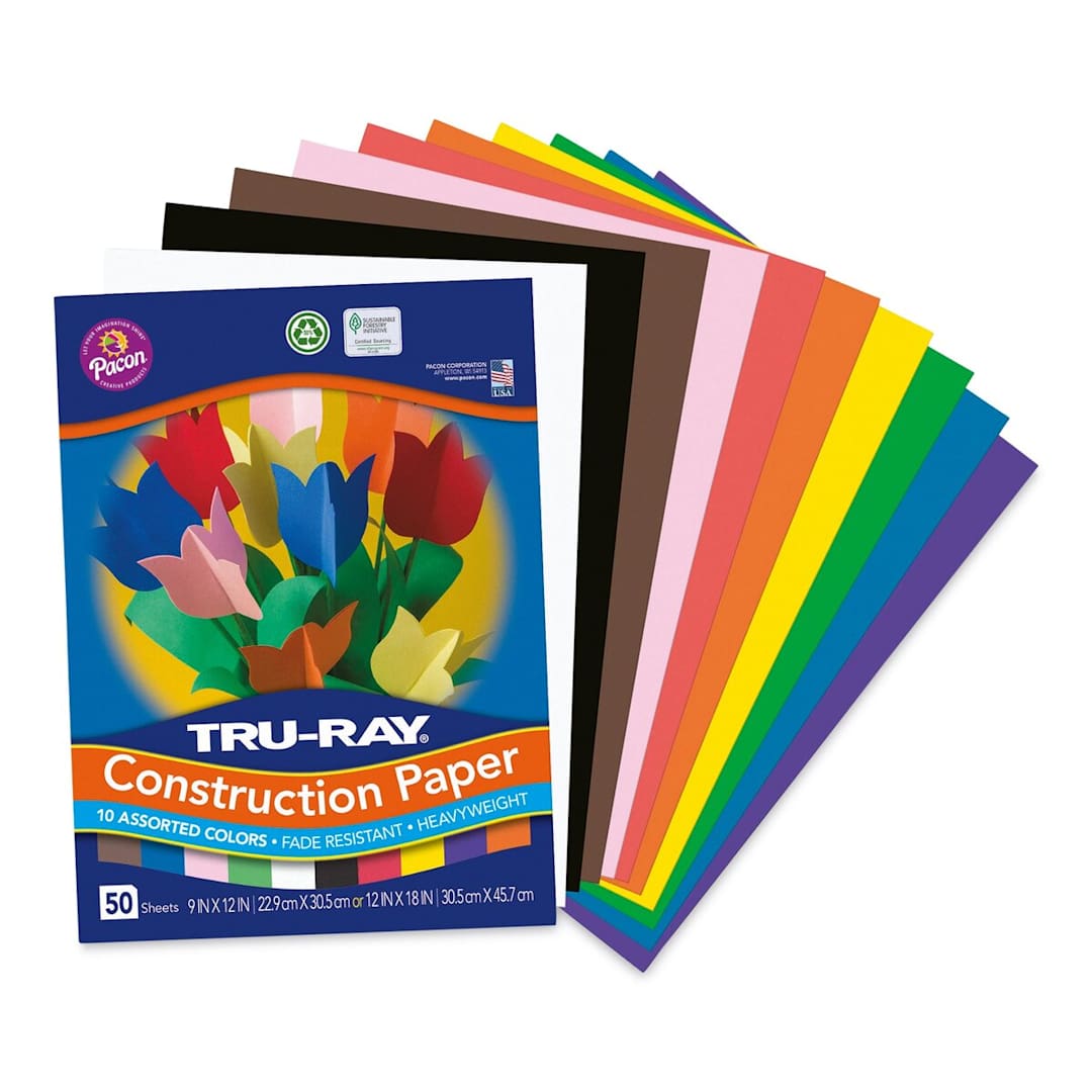 Open in modal - Pacon Tru-Ray Construction Paper - 9" x 12", Assorted, 50 Sheets (paper with cover sheet)