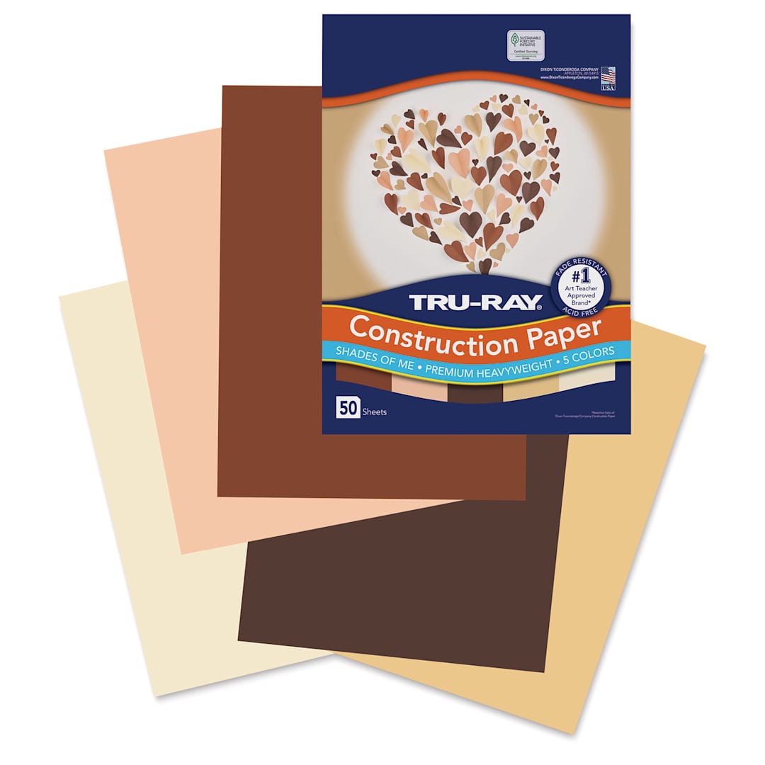 Open in modal - Pacon Tru-Ray Construction Paper - 9" x 12", Shades of Me, 50 Sheets (cover sheet with included paper colors)