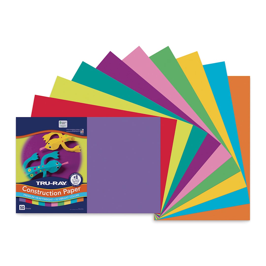 Open in modal - Pacon Tru-Ray Construction Paper - 12" x 18", Assorted Brights, 50 Sheets (with cover sheet)