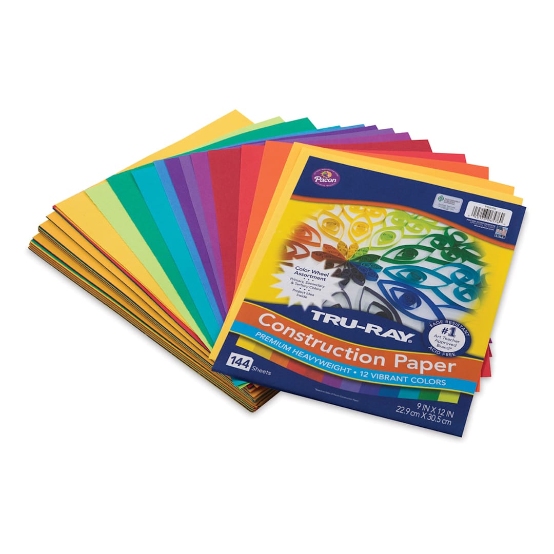 Open in modal - Pacon Tru-Ray Construction Paper - 9" x 12", Color Wheel Assortment, 144 Sheets (paper and cover)