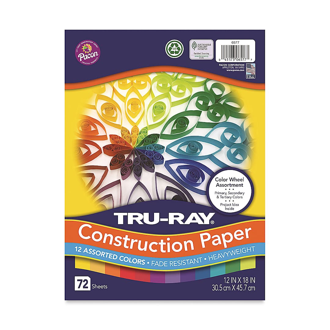 Open in modal - Pacon Tru-Ray Construction Paper - 12" x 18", Color Wheel Assortment, 72 Sheets