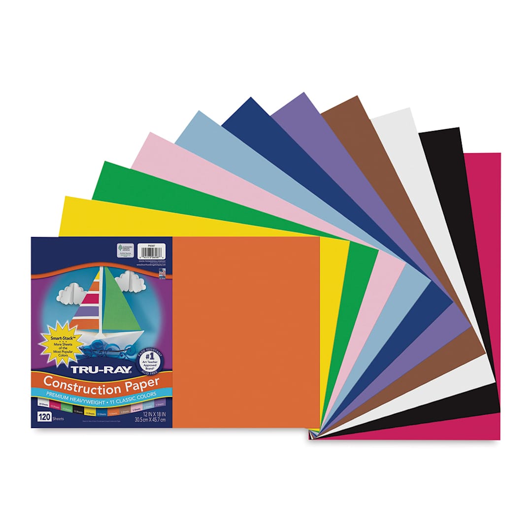 Open in modal - Pacon Tru-Ray Construction Paper - 12" x 18", Smart Stack, 120 Sheets (cover sheet and colored paper)