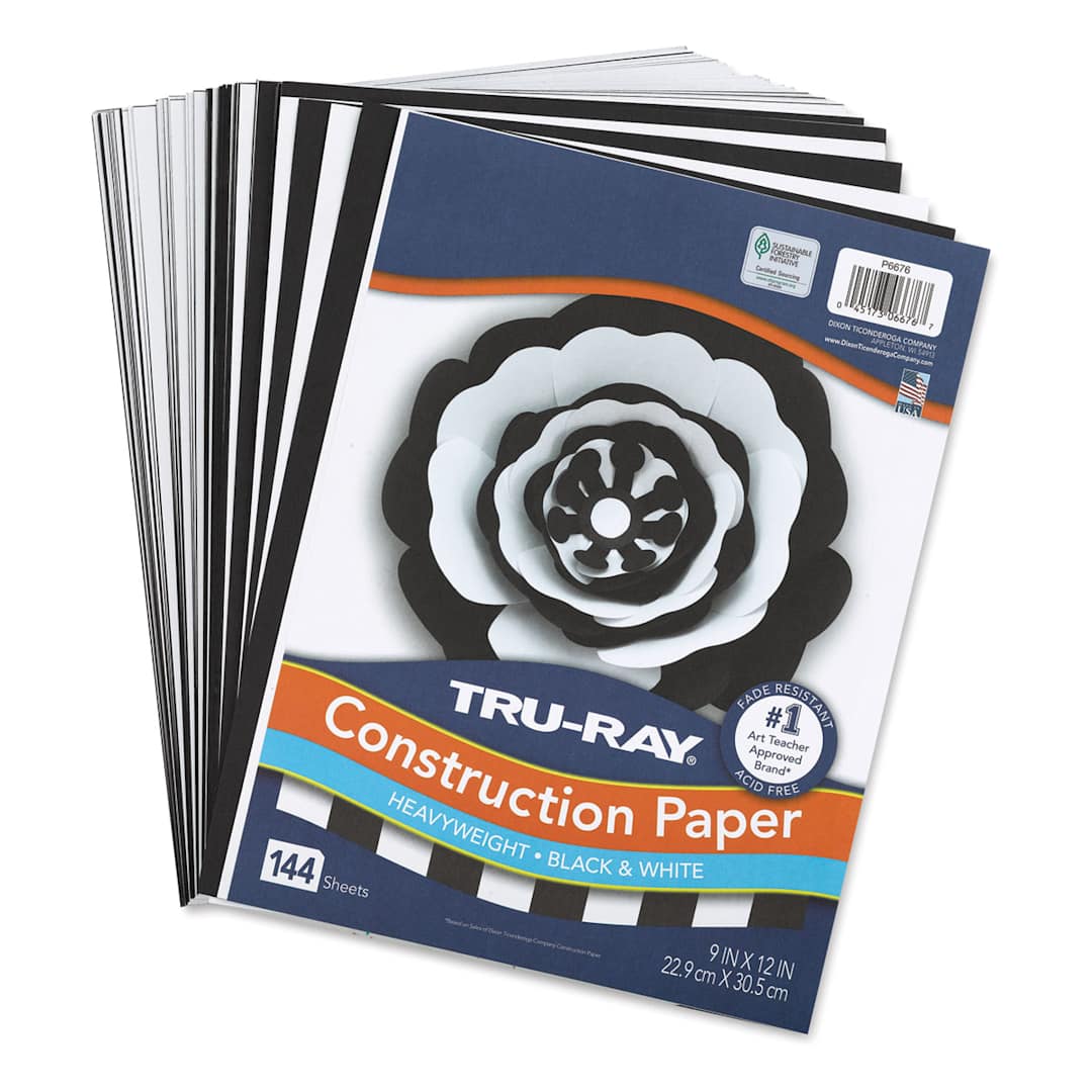 Open in modal - Pacon Tru-Ray Construction Paper - 9" x 12", Black and White, 144 Sheets (with cover paper)