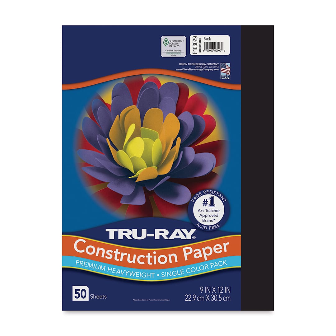 Open in modal - Pacon Tru-Ray Construction Paper - 9" x 12", Black, 50 Sheets