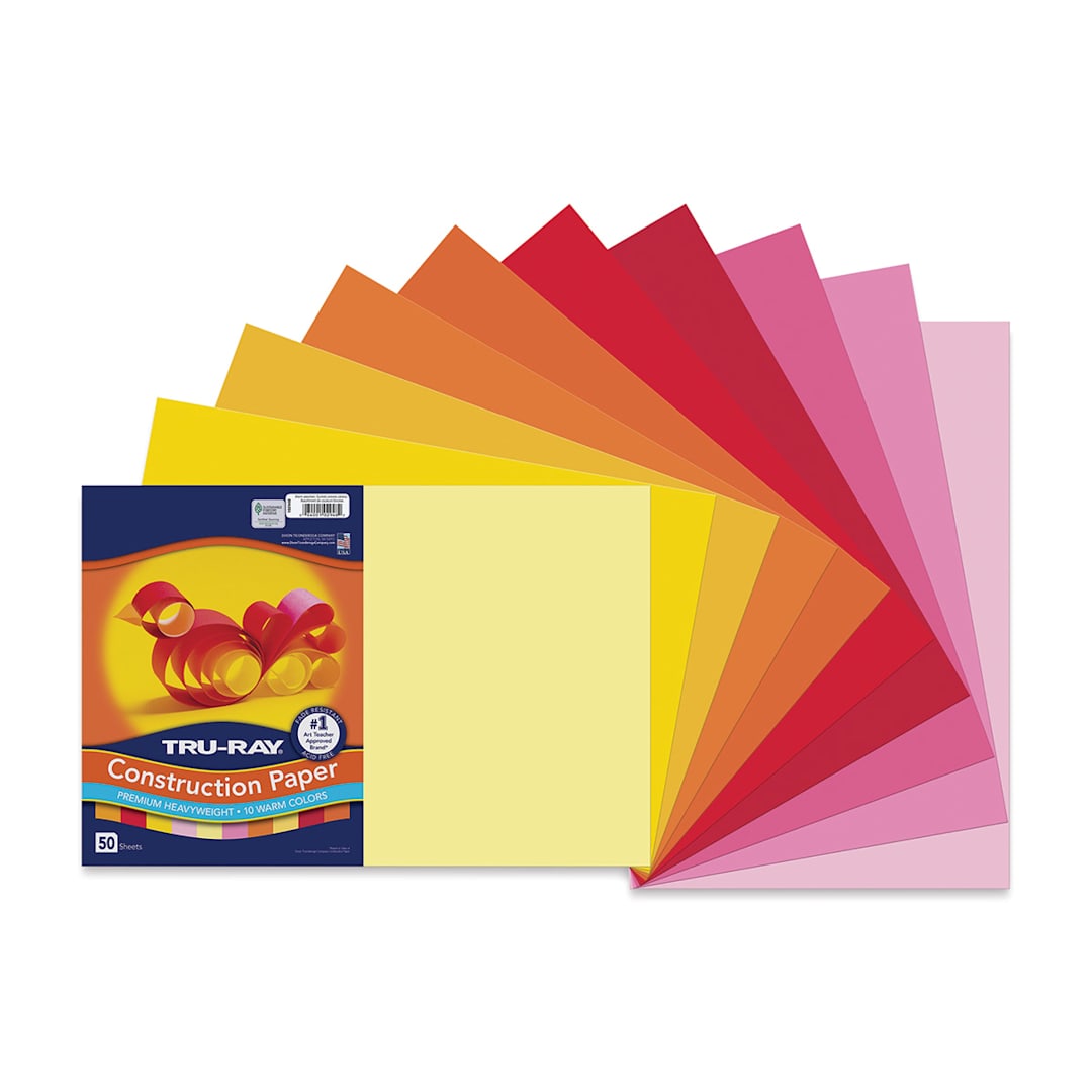 Open in modal - Pacon Tru-Ray Construction Paper - 12" x 18", Assorted Warm Colors, 50 Sheets (cover sheet and colored paper)