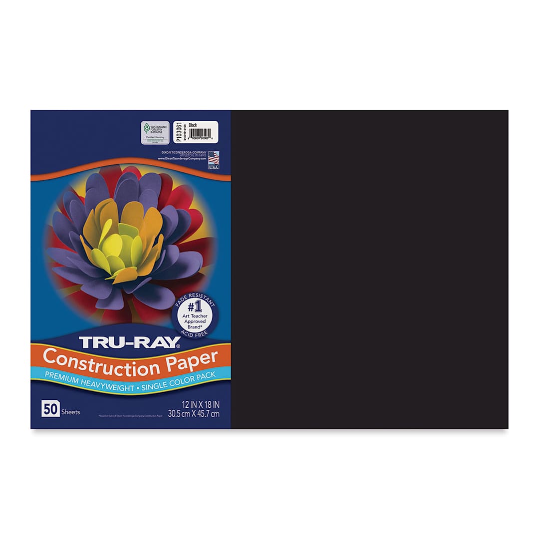 Open in modal - Pacon Tru-Ray Construction Paper - 12" x 18", Black, 50 Sheets