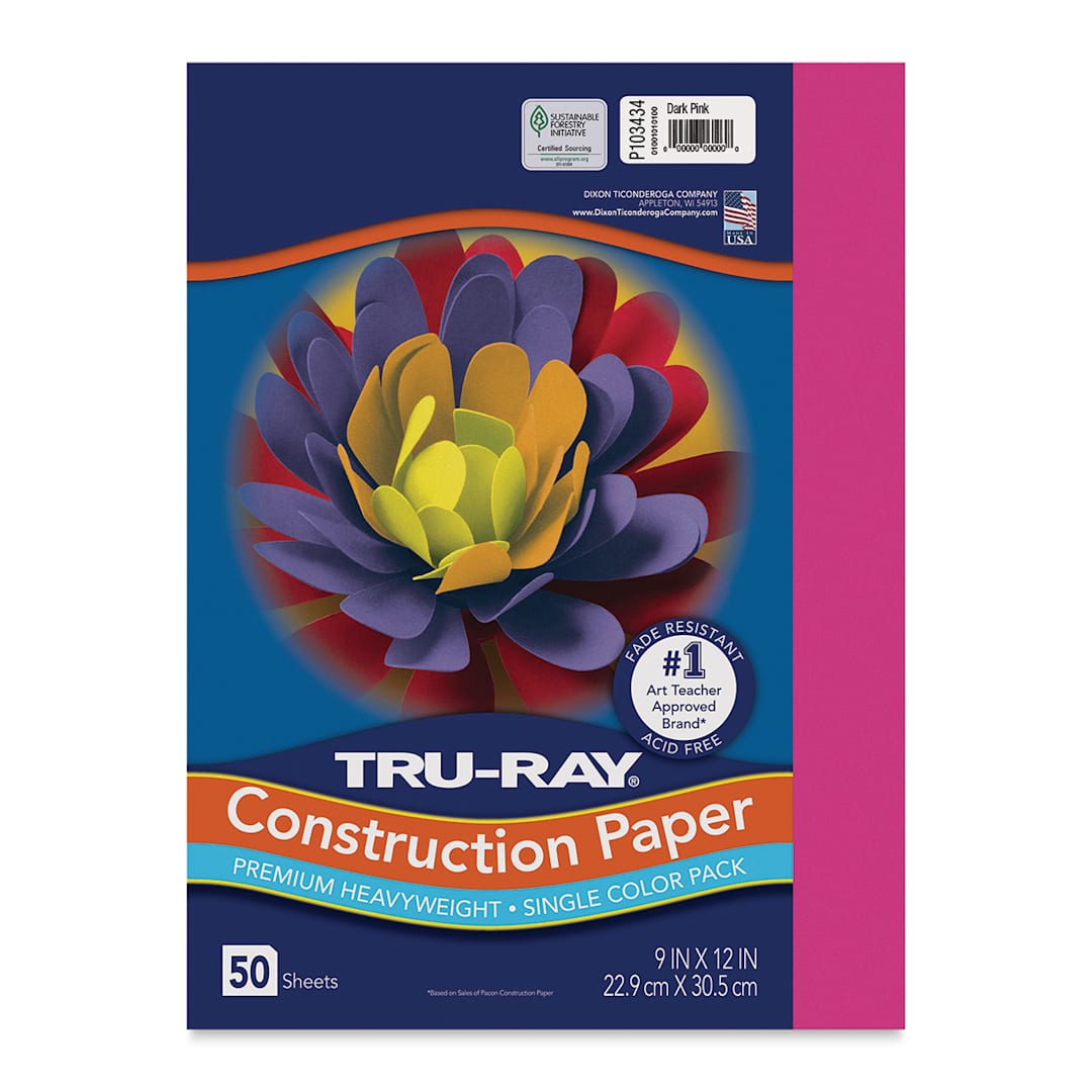 Open in modal - Pacon Tru-Ray Construction Paper - 9" x 12", Dark Pink, 50 Sheets
