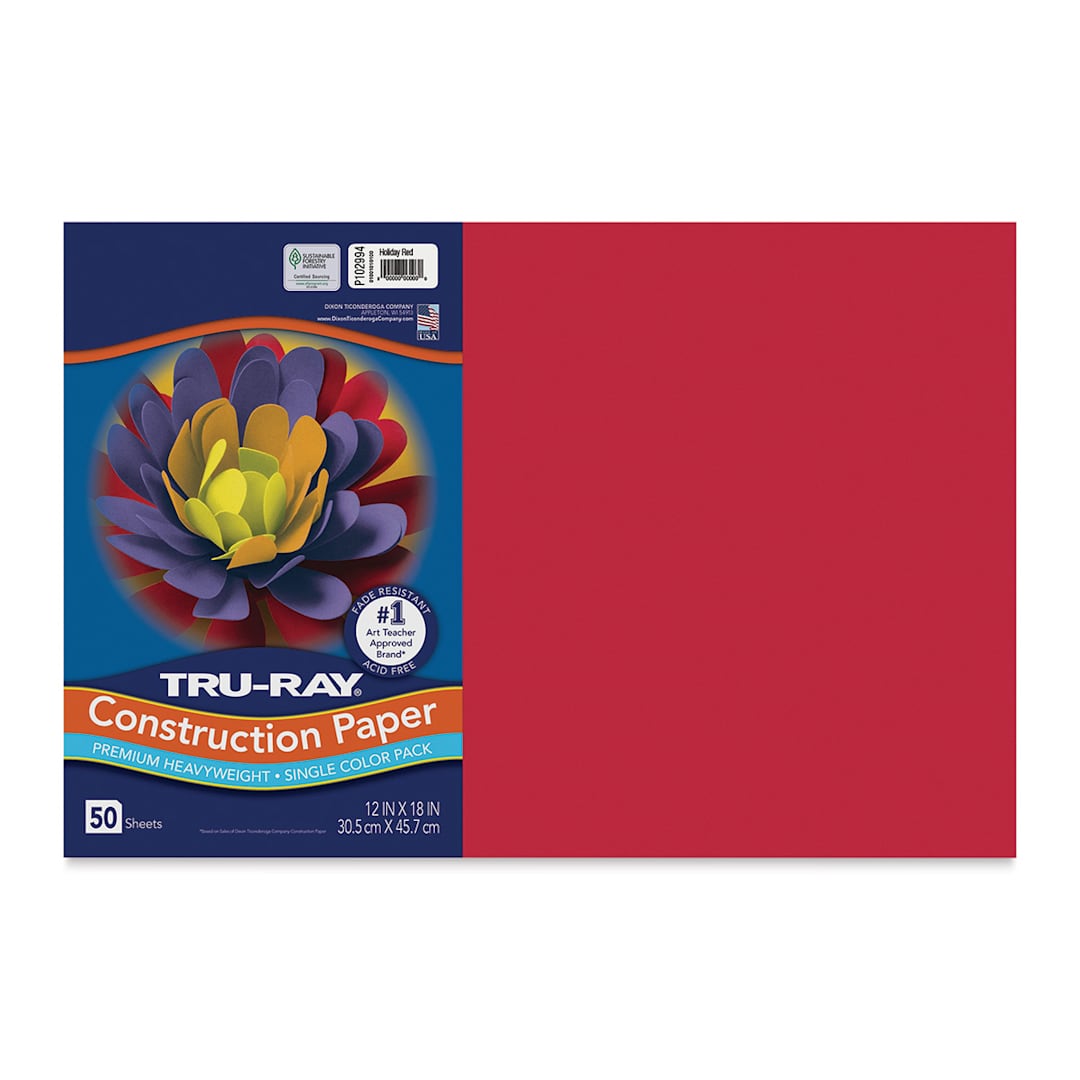 Open in modal - Pacon Tru-Ray Construction Paper - 12" x 18", Holiday Red, 50 Sheets