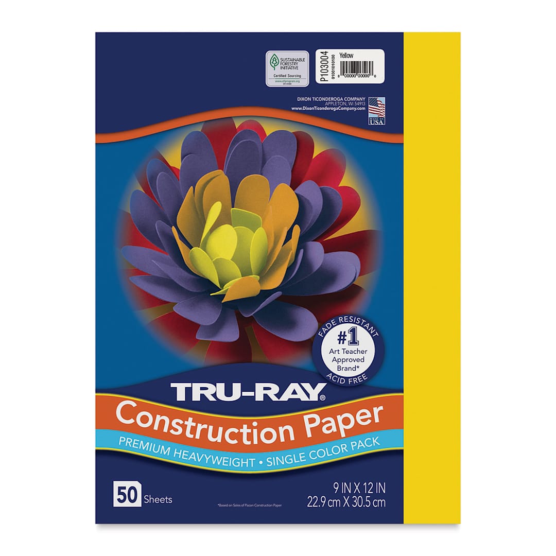 Open in modal - Pacon Tru-Ray Construction Paper - 9" x 12", Yellow, 50 Sheets
