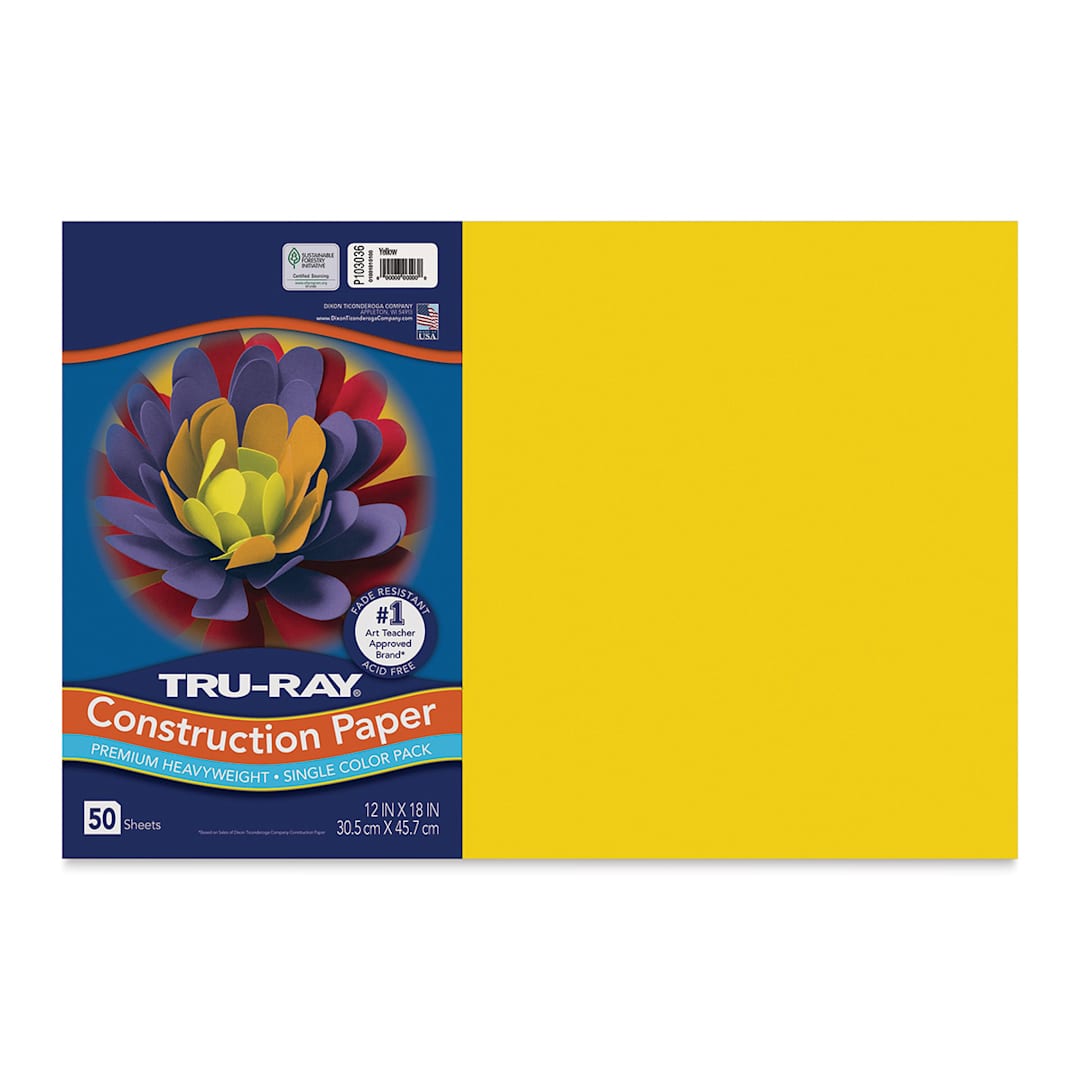 Open in modal - Pacon Tru-Ray Construction Paper - 12" x 18", Yellow, 50 Sheets