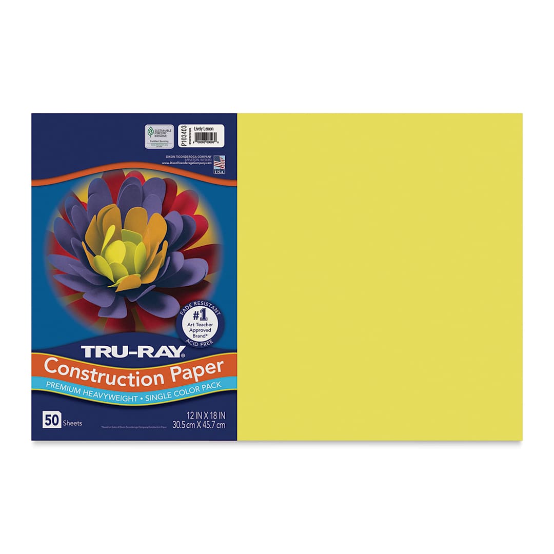 Open in modal - Pacon Tru-Ray Construction Paper - 12" x 18", Lively Lemon, 50 Sheets