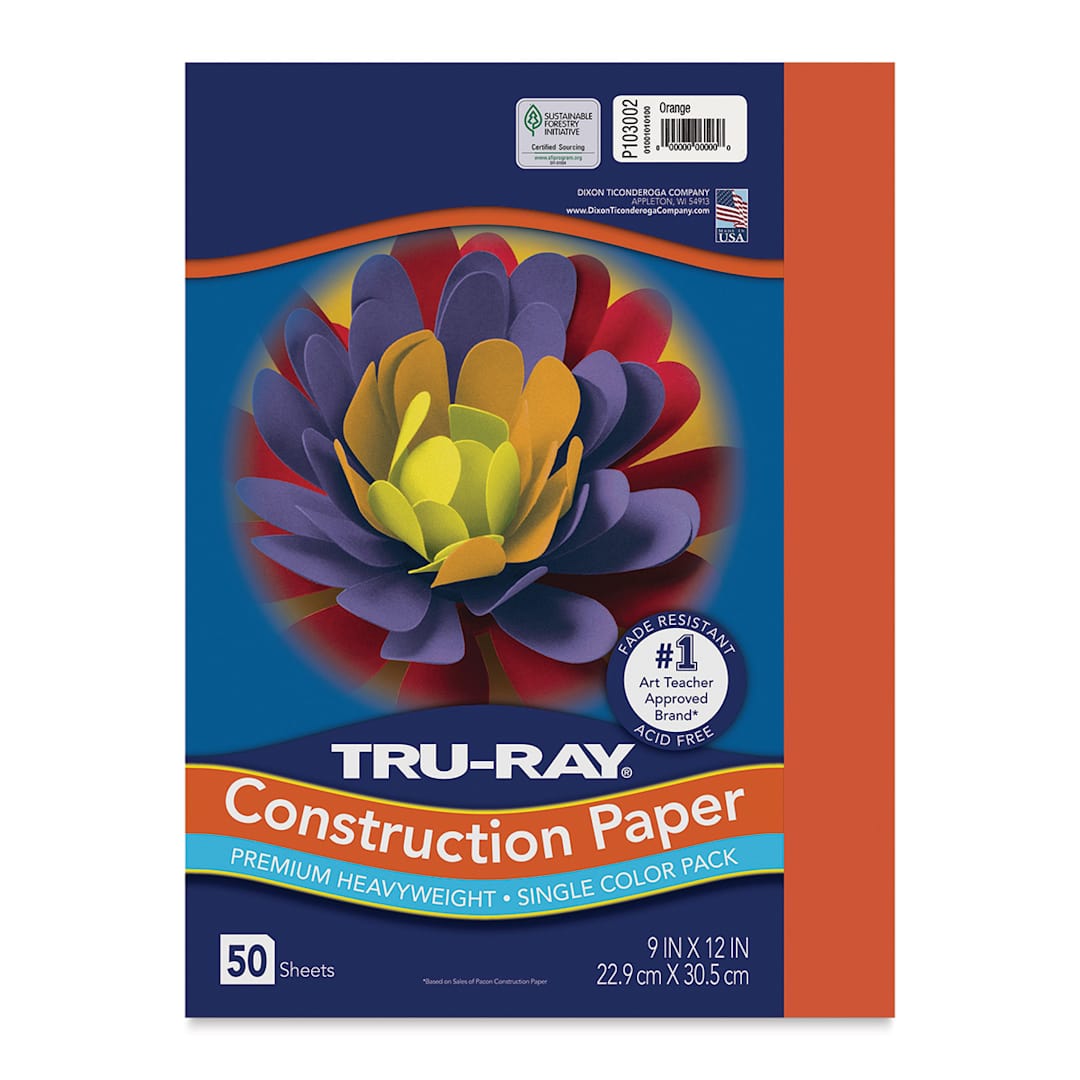 Open in modal - Pacon Tru-Ray Construction Paper - 9" x 12", Orange, 50 Sheets