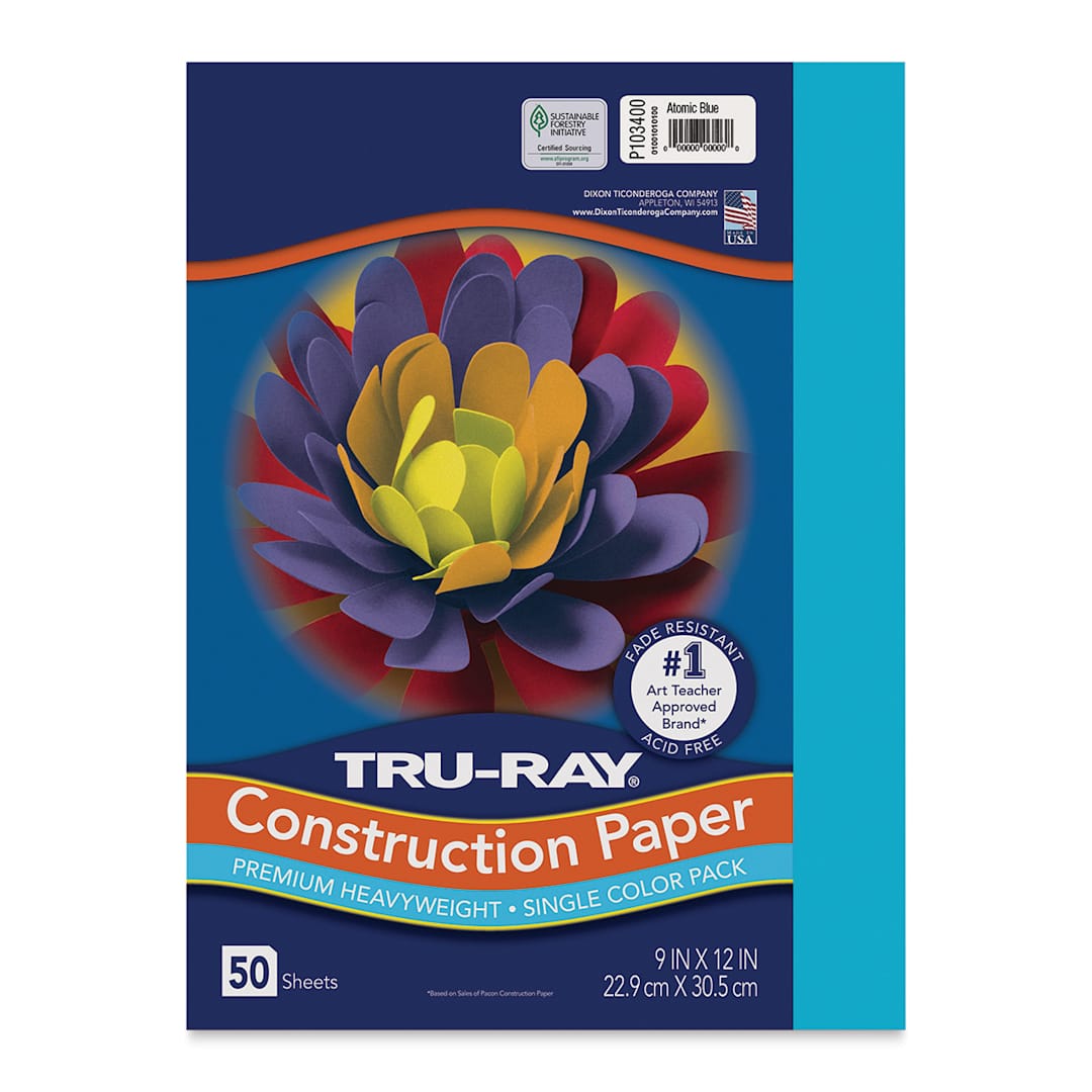 Open in modal - Pacon Tru-Ray Construction Paper - 9" x 12", Atomic Blue, 50 Sheets