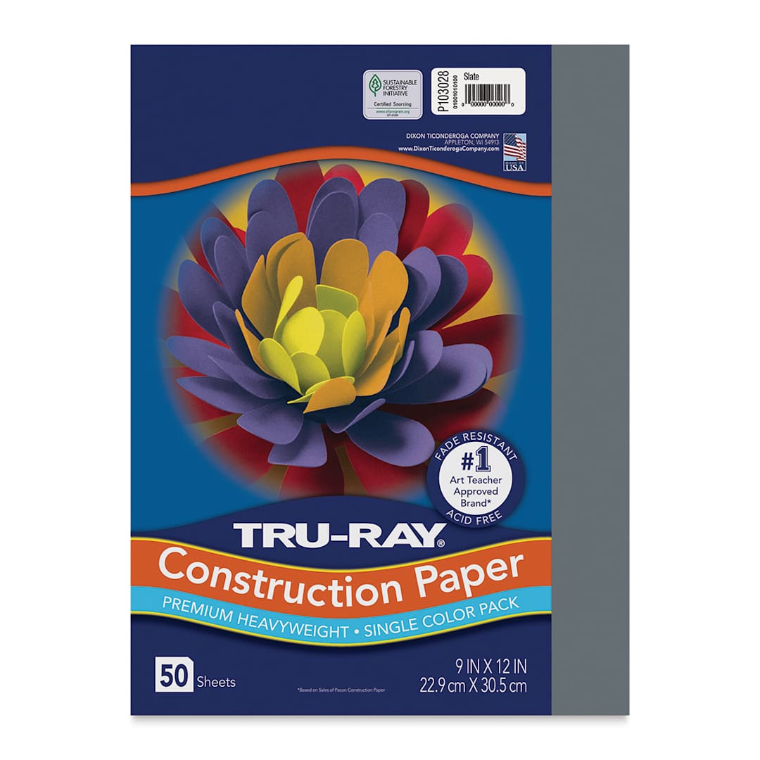 Open in modal - Pacon Tru-Ray Construction Paper - 9" x 12", Slate Gray, 50 Sheets