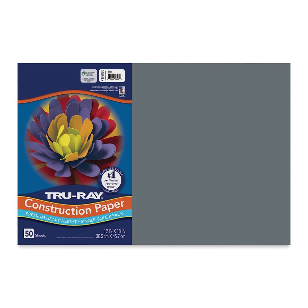 Open in modal - Pacon Tru-Ray Construction Paper - 12" x 18", Slate Gray, 50 Sheets