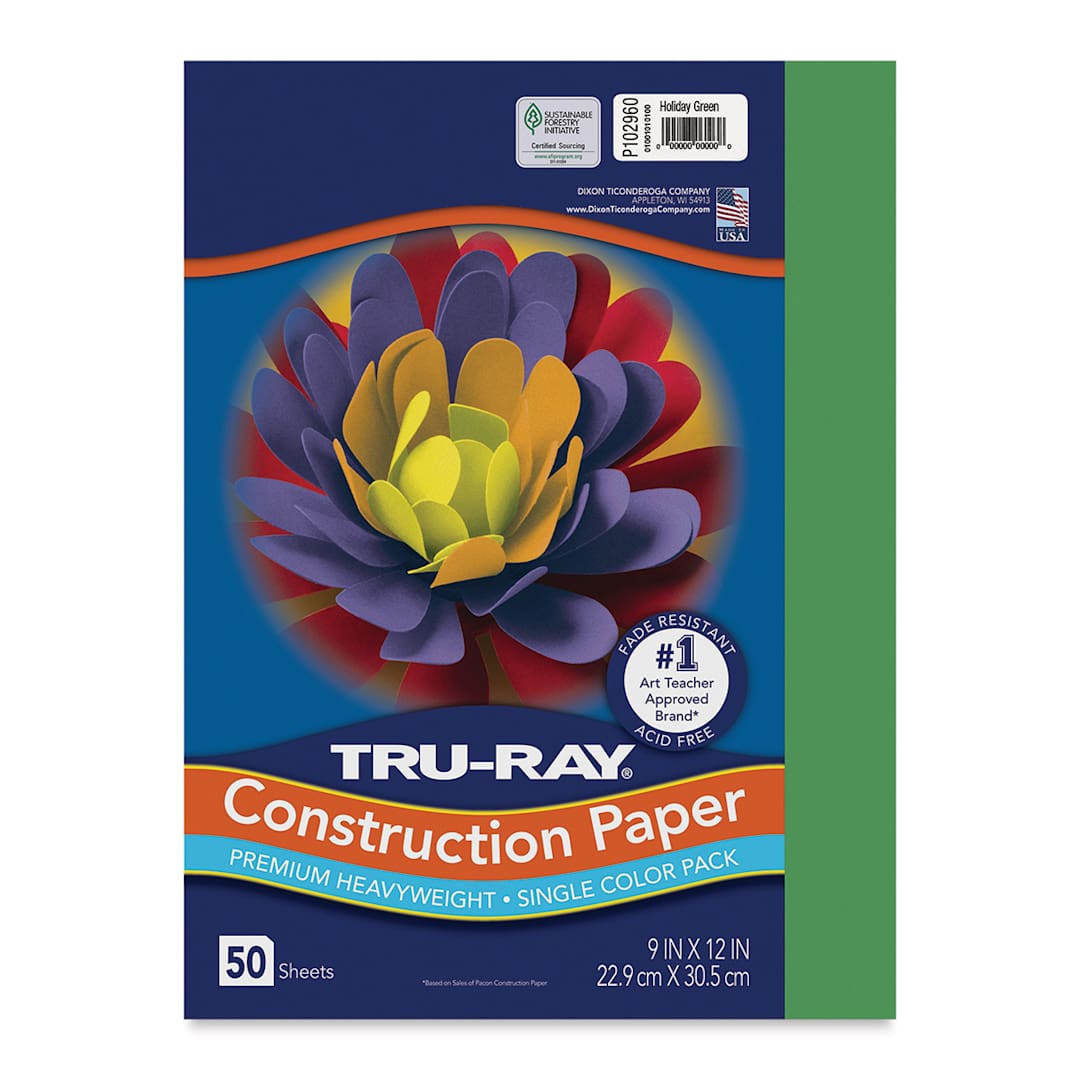 Open in modal - Pacon Tru-Ray Construction Paper - 9" x 12", Holiday Green, 50 Sheets