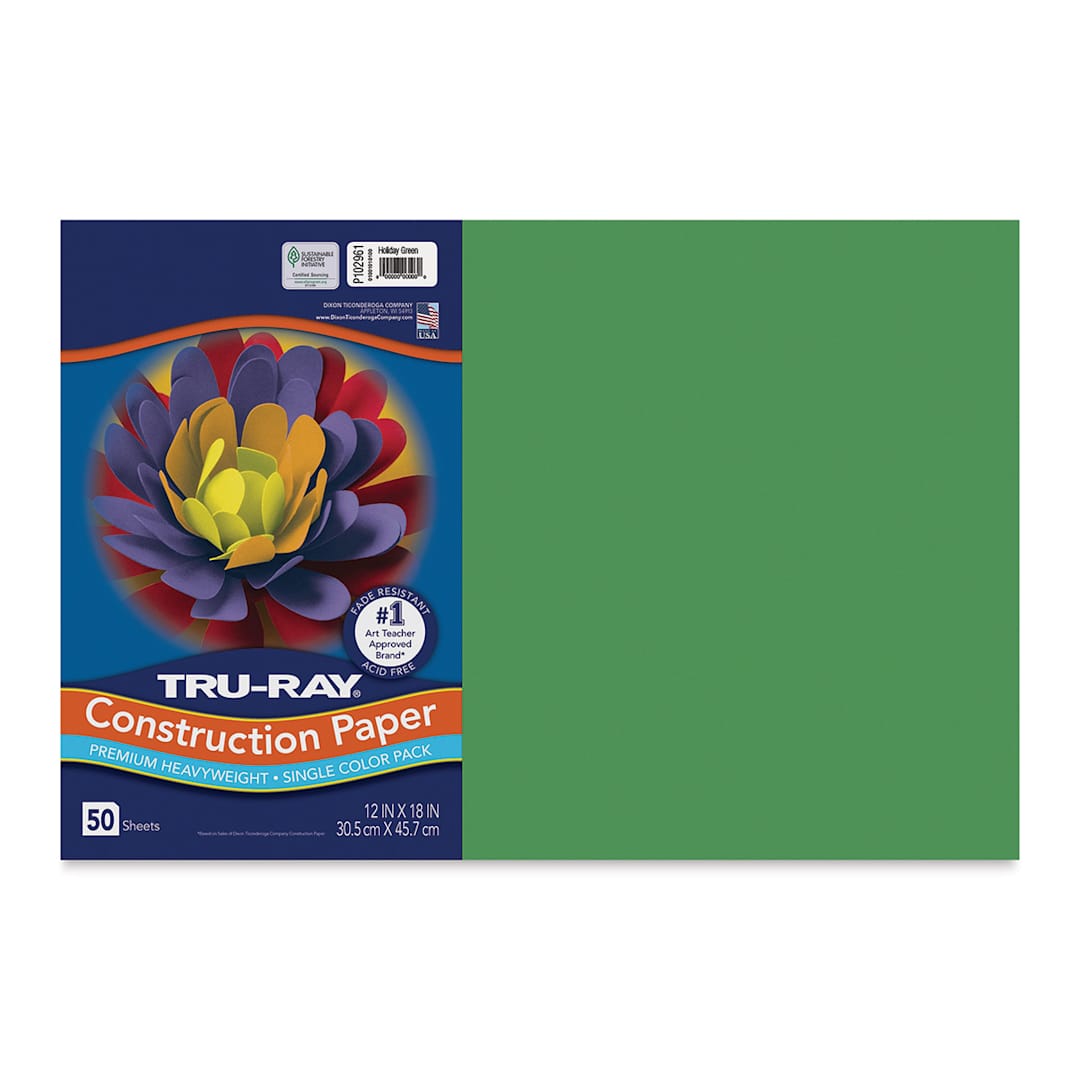 Open in modal - Pacon Tru-Ray Construction Paper - 12" x 18", Holiday Green, 50 Sheets