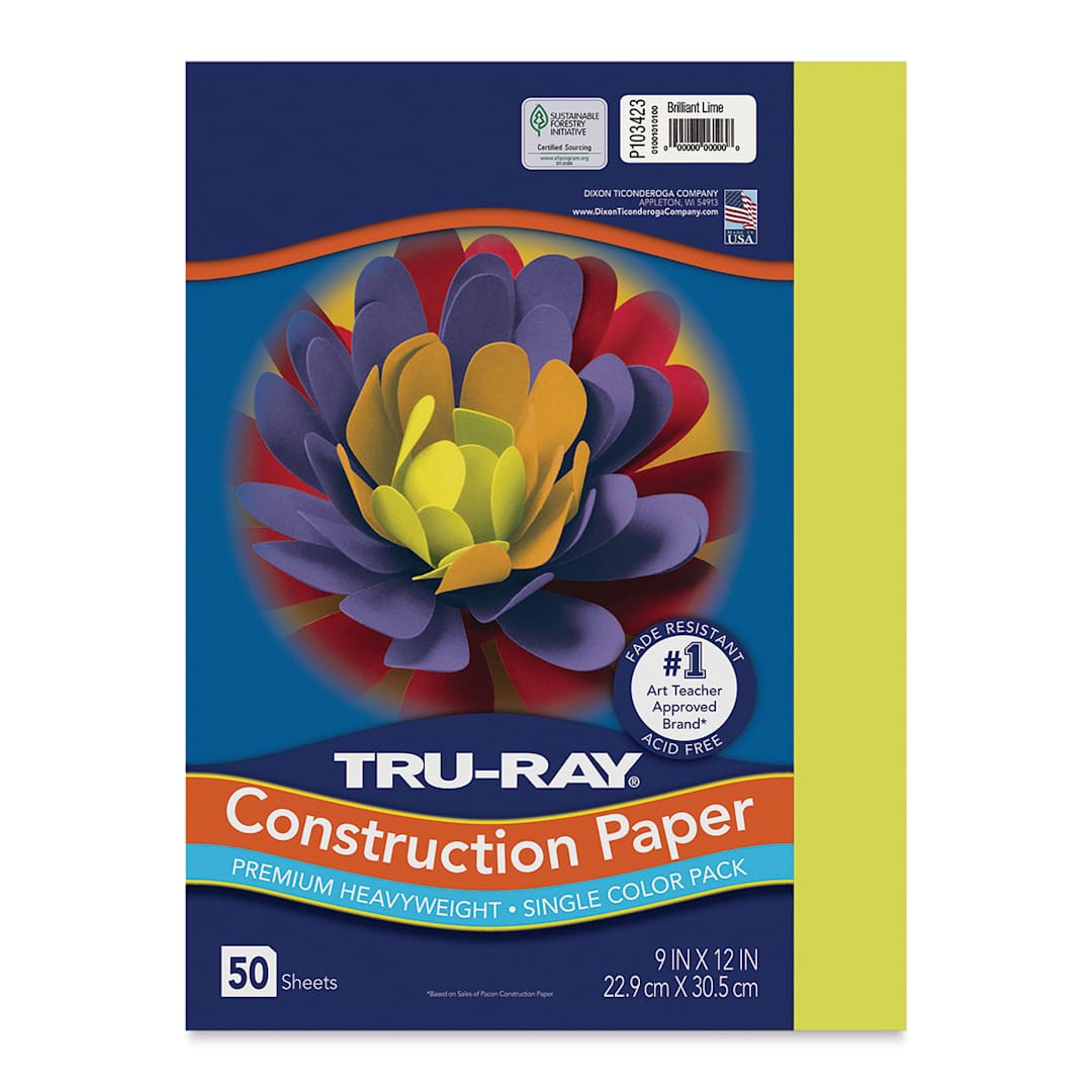 Open in modal - Pacon Tru-Ray Construction Paper - 9" x 12", Brilliant Lime, 50 Sheets