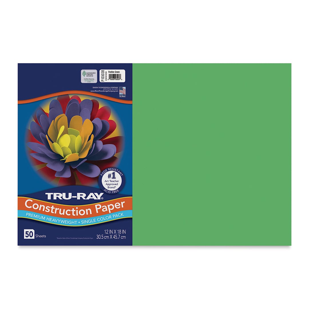 Open in modal - Pacon Tru-Ray Construction Paper - 12" x 18", Festive Green, 50 Sheets