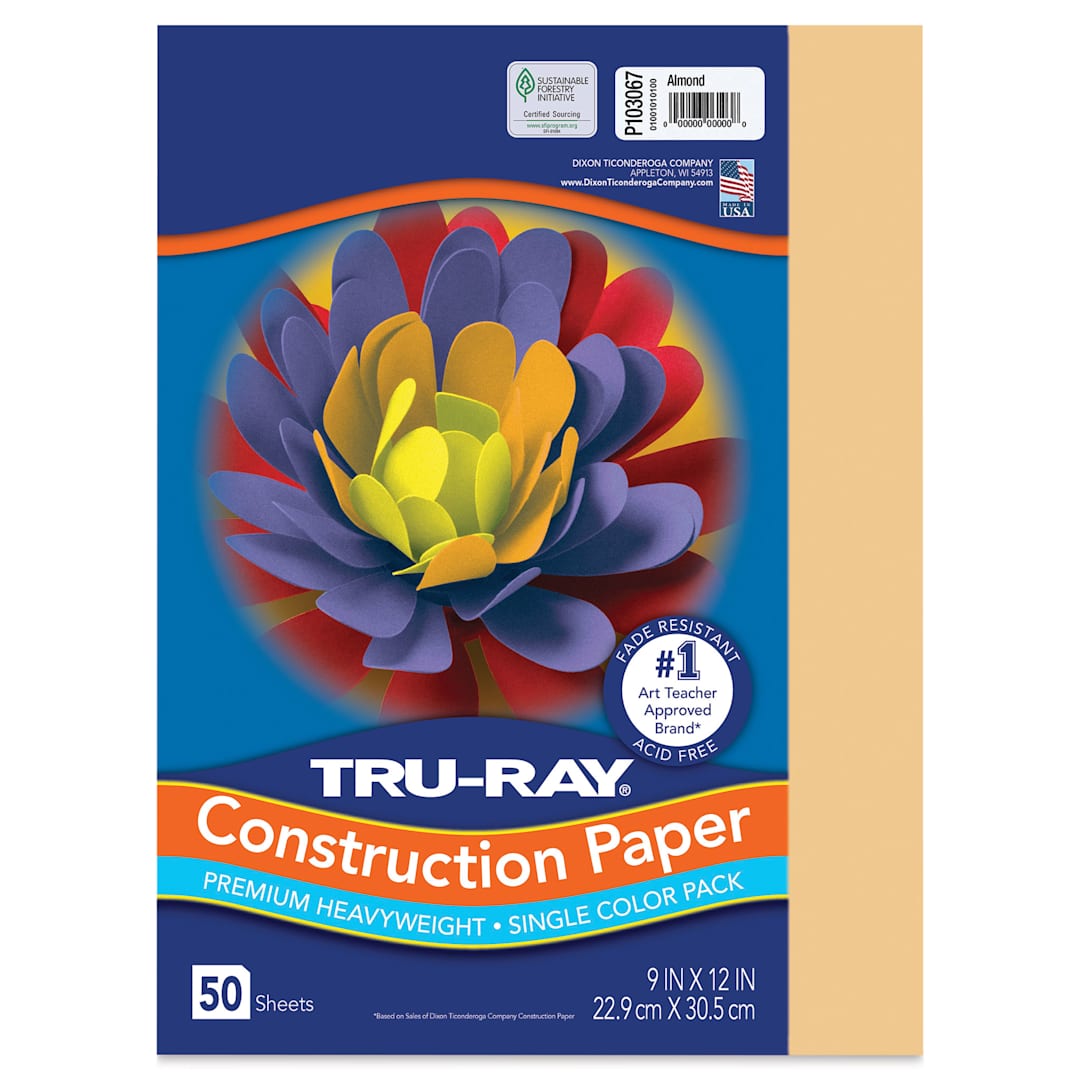 Open in modal - Pacon Tru-Ray Construction Paper - 9" x 12", Almond, 50 Sheets (front of packaging)