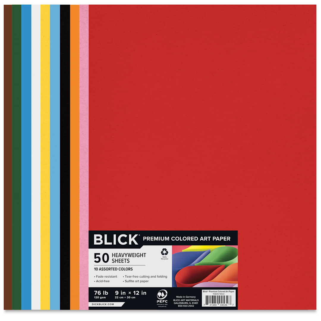 Open in modal - Blick Premium Colored Art Paper - 9" x 12", Assorted, 50 Sheets, front
