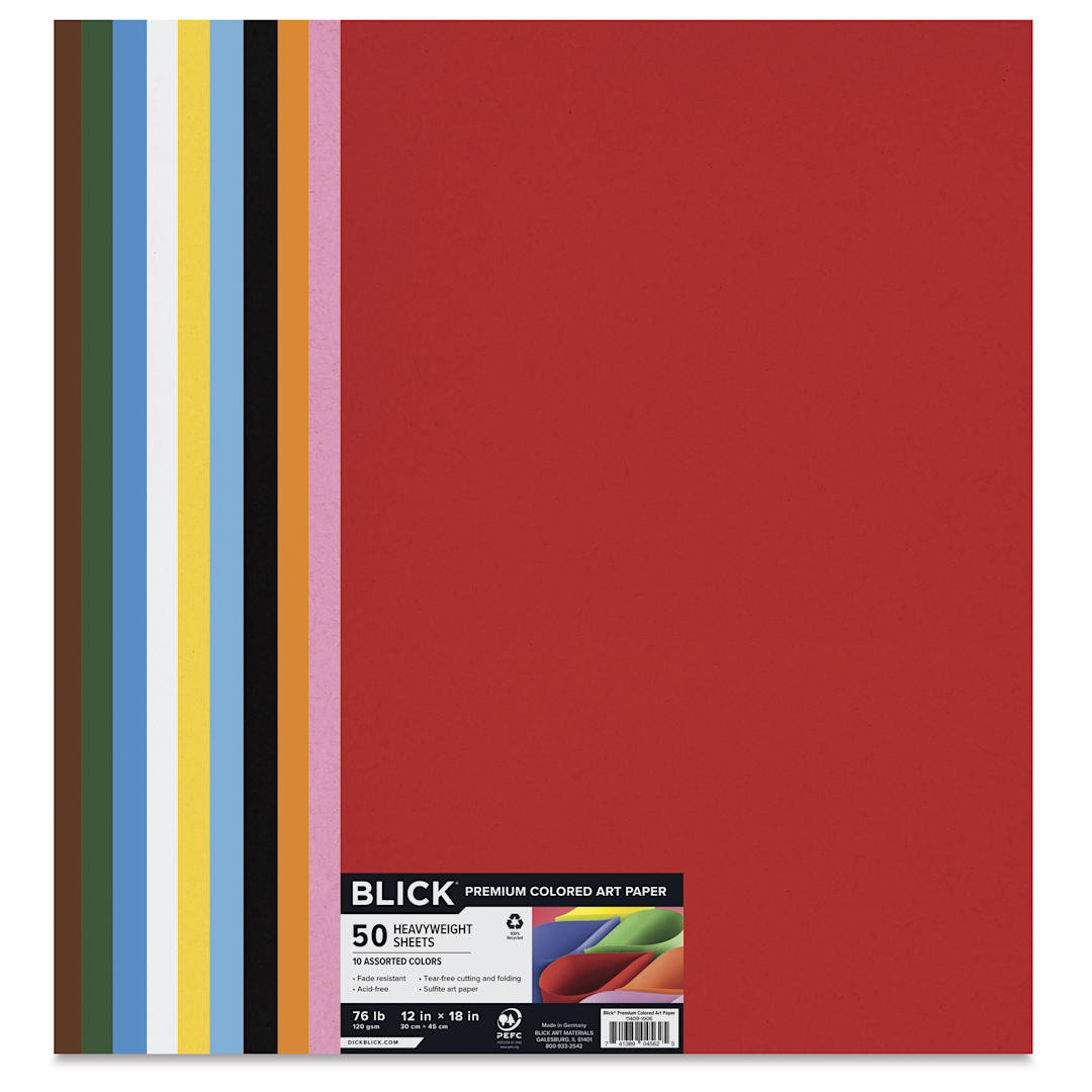 Open in modal - Blick Premium Colored Art Paper - 12" x 18", Assorted, 50 Sheets