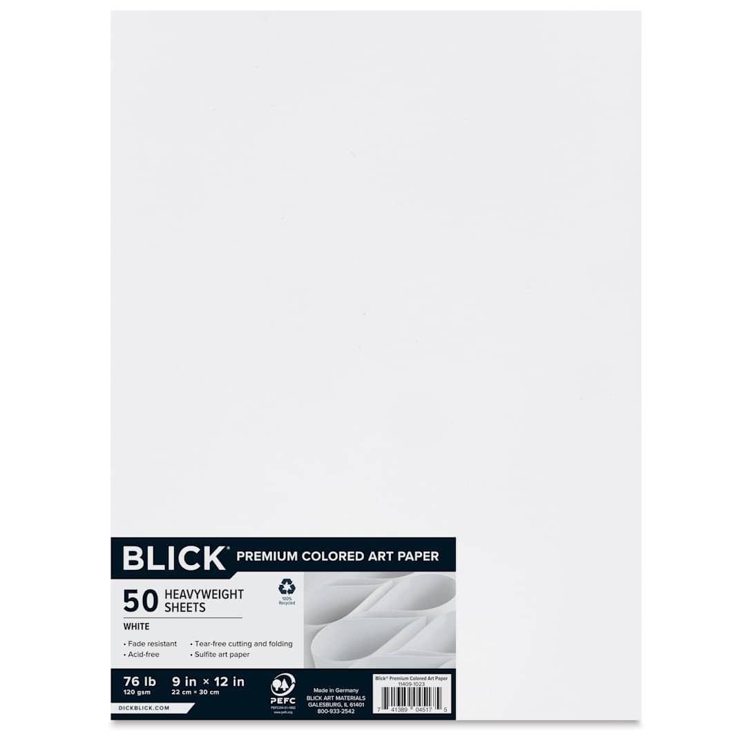 Open in modal - Blick Premium Colored Art Paper - 9" x 12", White, 50 Sheets