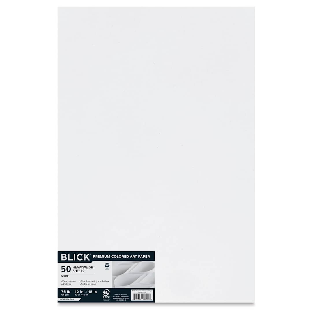 Open in modal - Blick Premium Colored Art Paper - 12" x 18", White, 50 Sheets