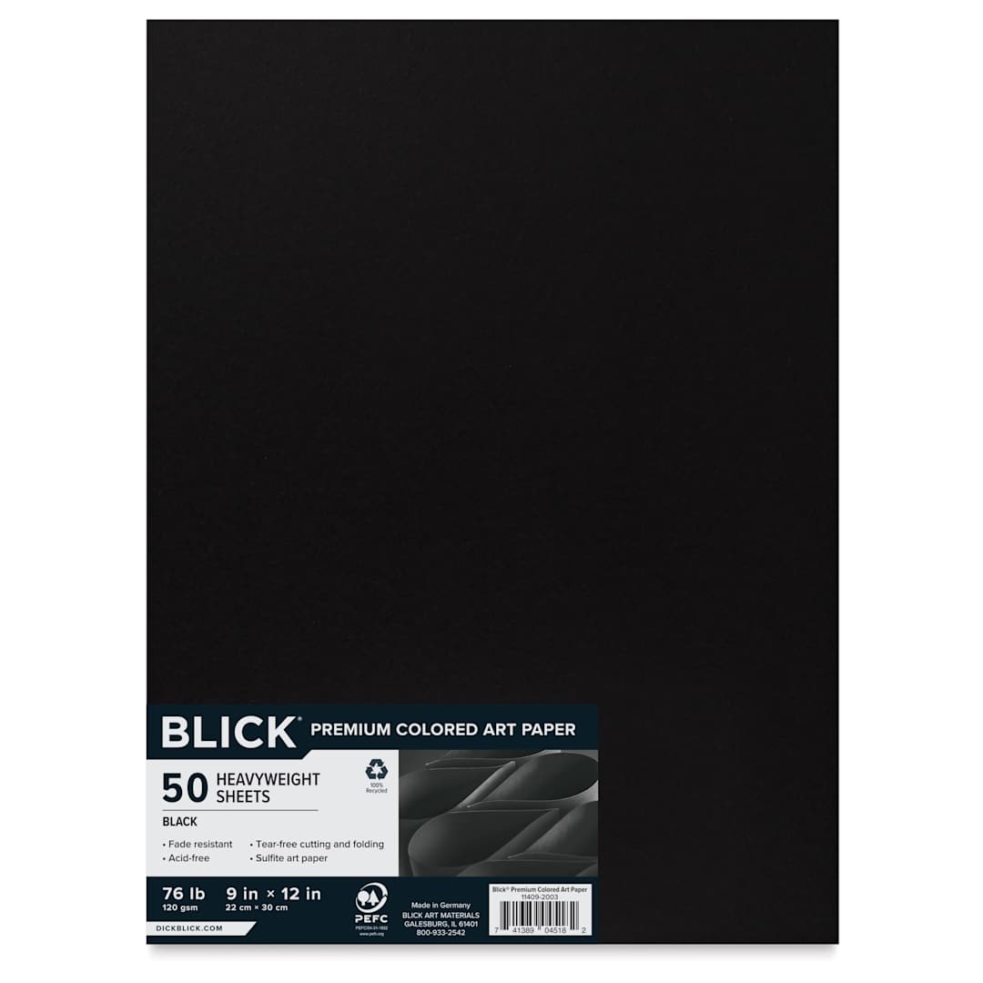 Open in modal - Blick Premium Colored Art Paper - 9" x 12", Black, 50 Sheets