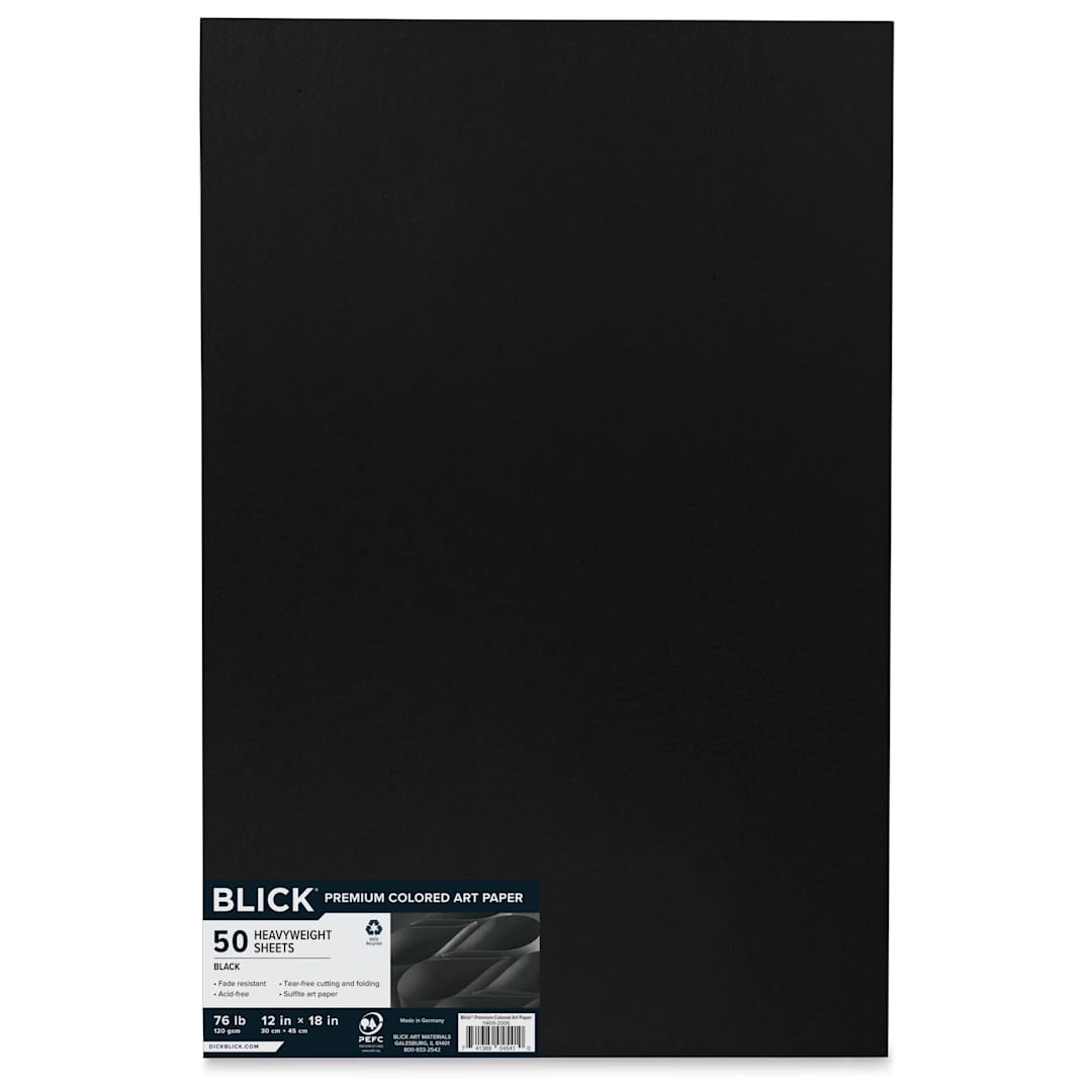Open in modal - Blick Premium Colored Art Paper - 12" x 18", Black, 50 Sheets