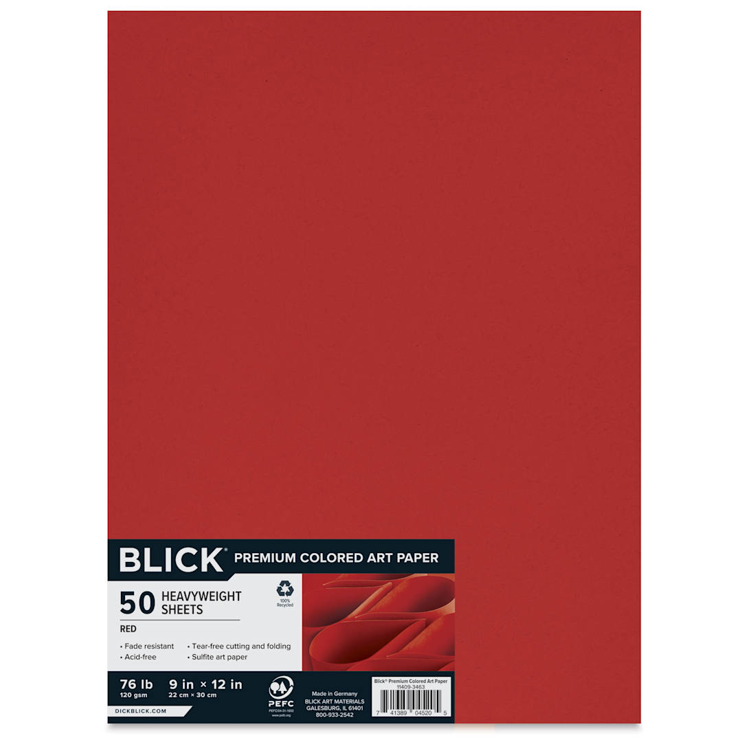 Open in modal - Blick Premium Colored Art Paper - 9" x 12", Red, 50 Sheets