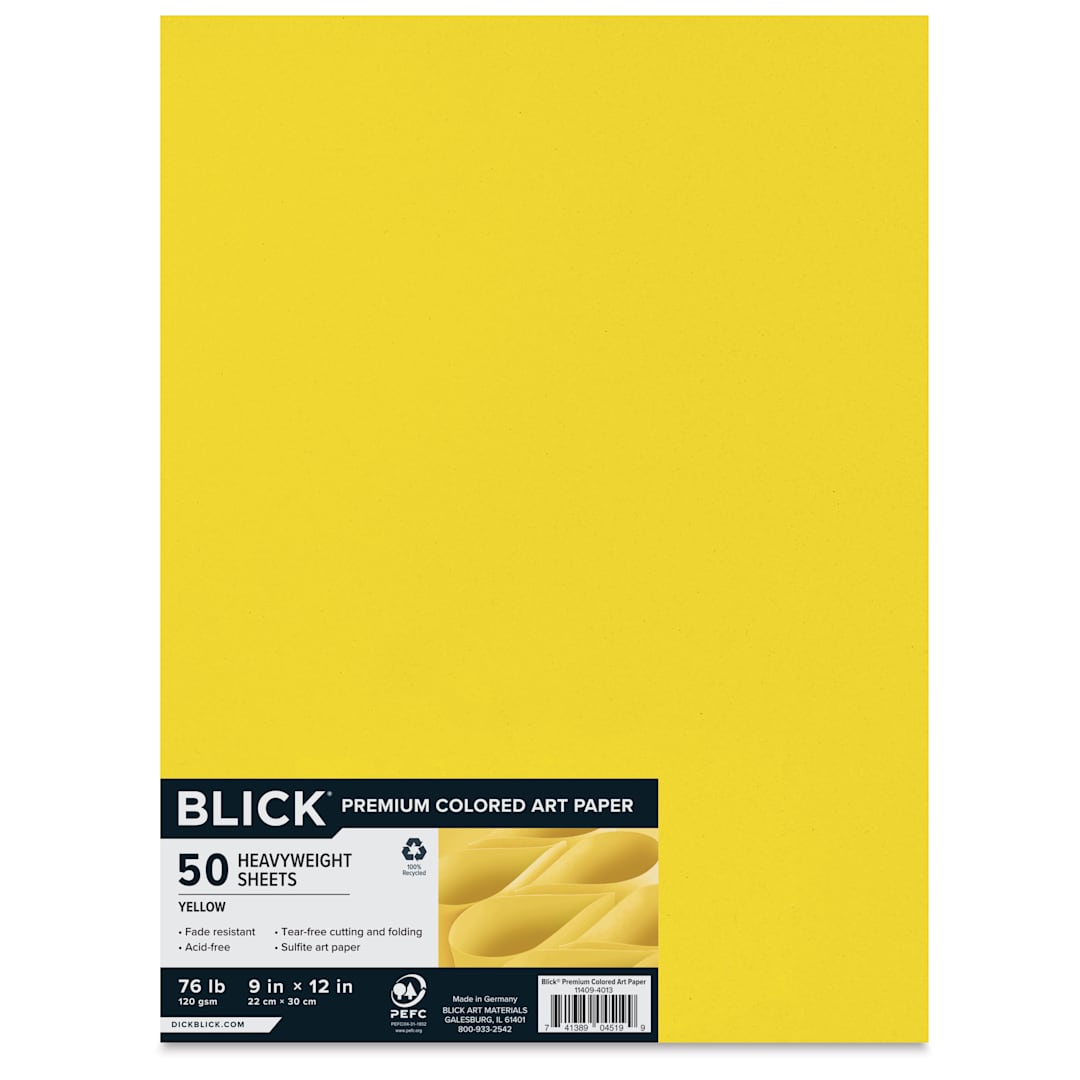 Open in modal - Blick Premium Colored Art Paper - 9" x 12", Yellow, 50 Sheets