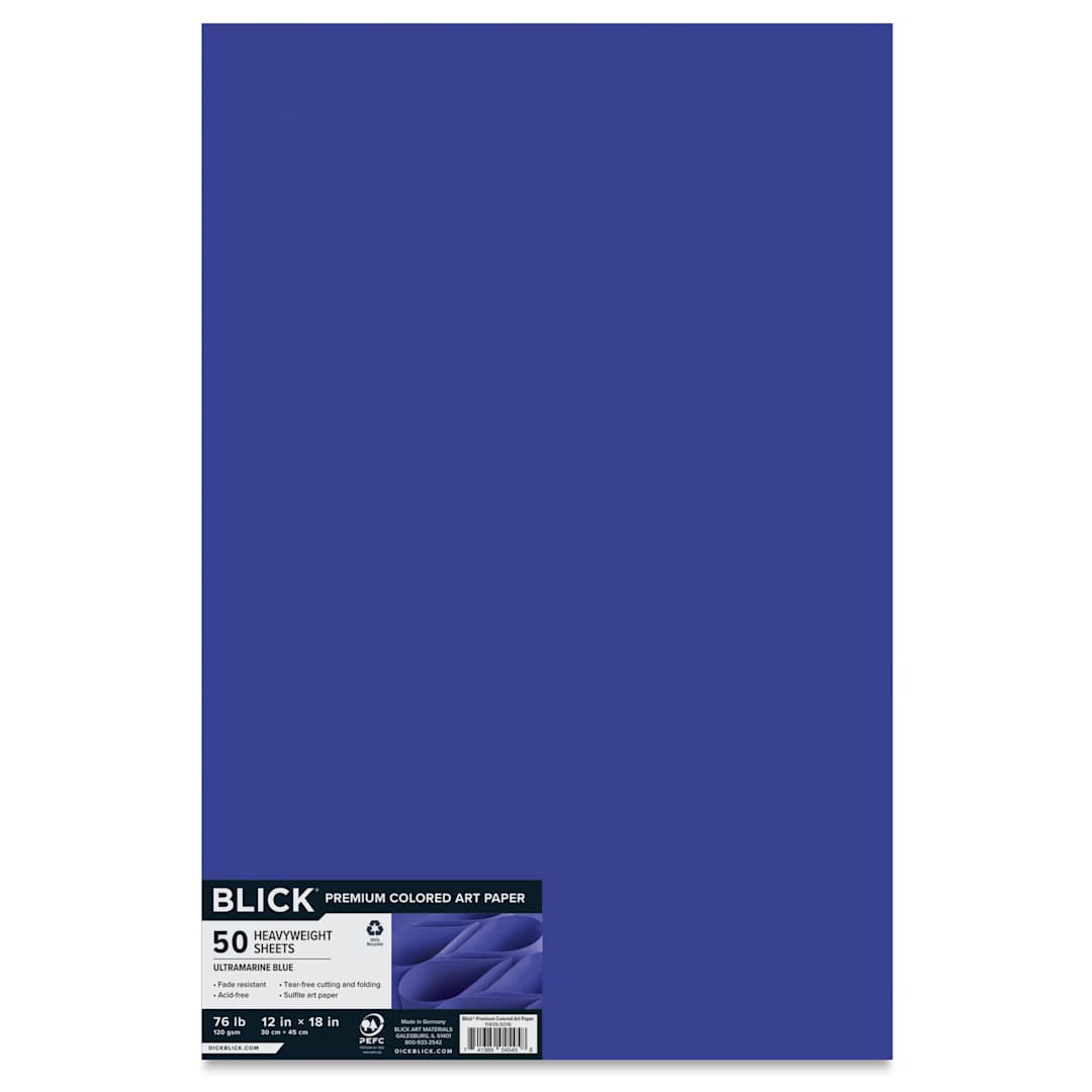 Open in modal - Blick Premium Colored Art Paper - 12" x 18", Ultramarine, 50 Sheets