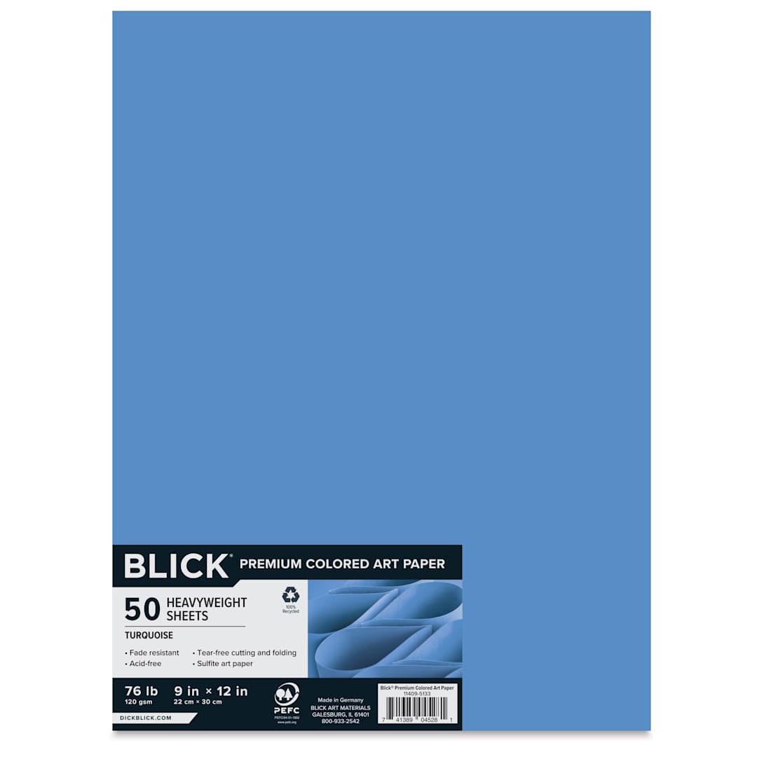 Open in modal - Blick Premium Colored Art Paper - 9" x 12", Turquoise, 50 Sheets