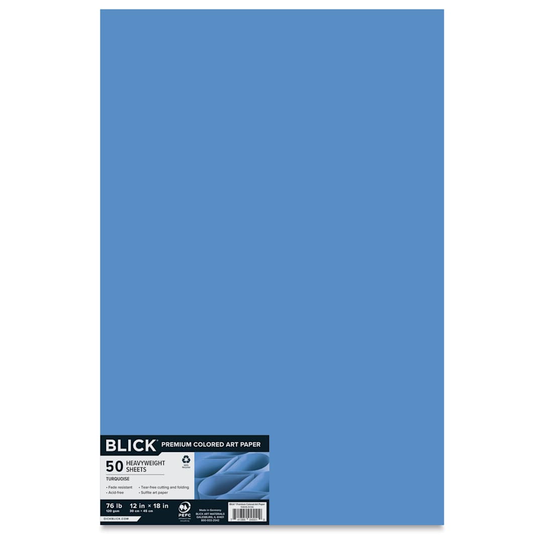 Open in modal - Blick Premium Colored Art Paper - 12" x 18", Turquoise, 50 Sheets