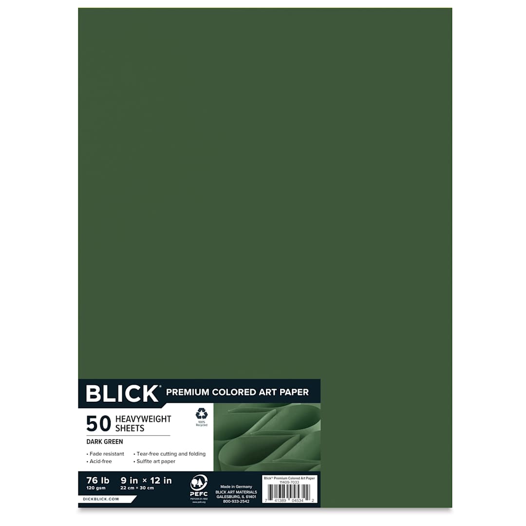 Open in modal - Blick Premium Colored Art Paper - 9" x 12", Dark Green, 50 Sheets