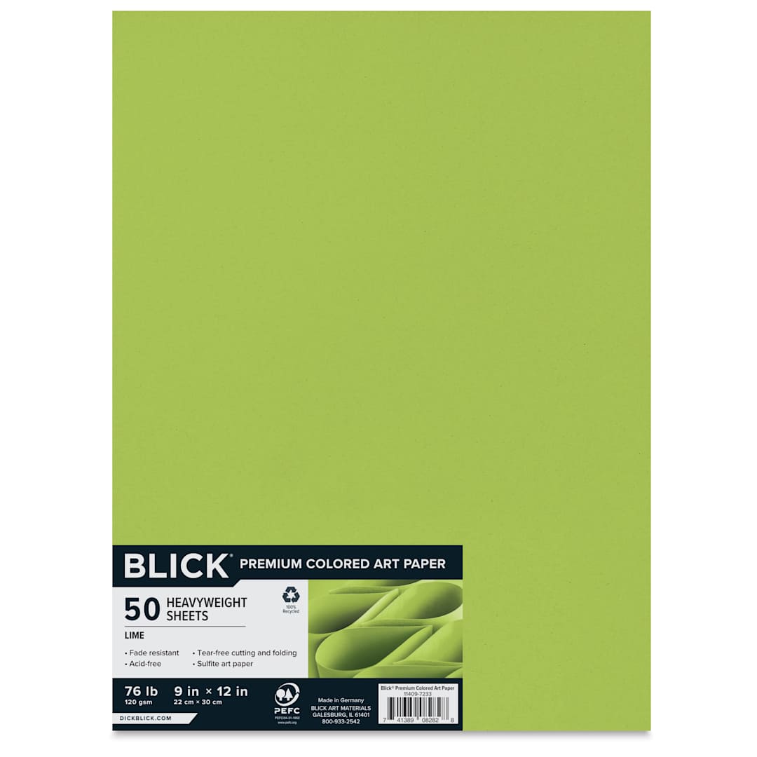 Open in modal - Blick Premium Colored Art Paper - 9" x 12", Lime, 50 Sheets