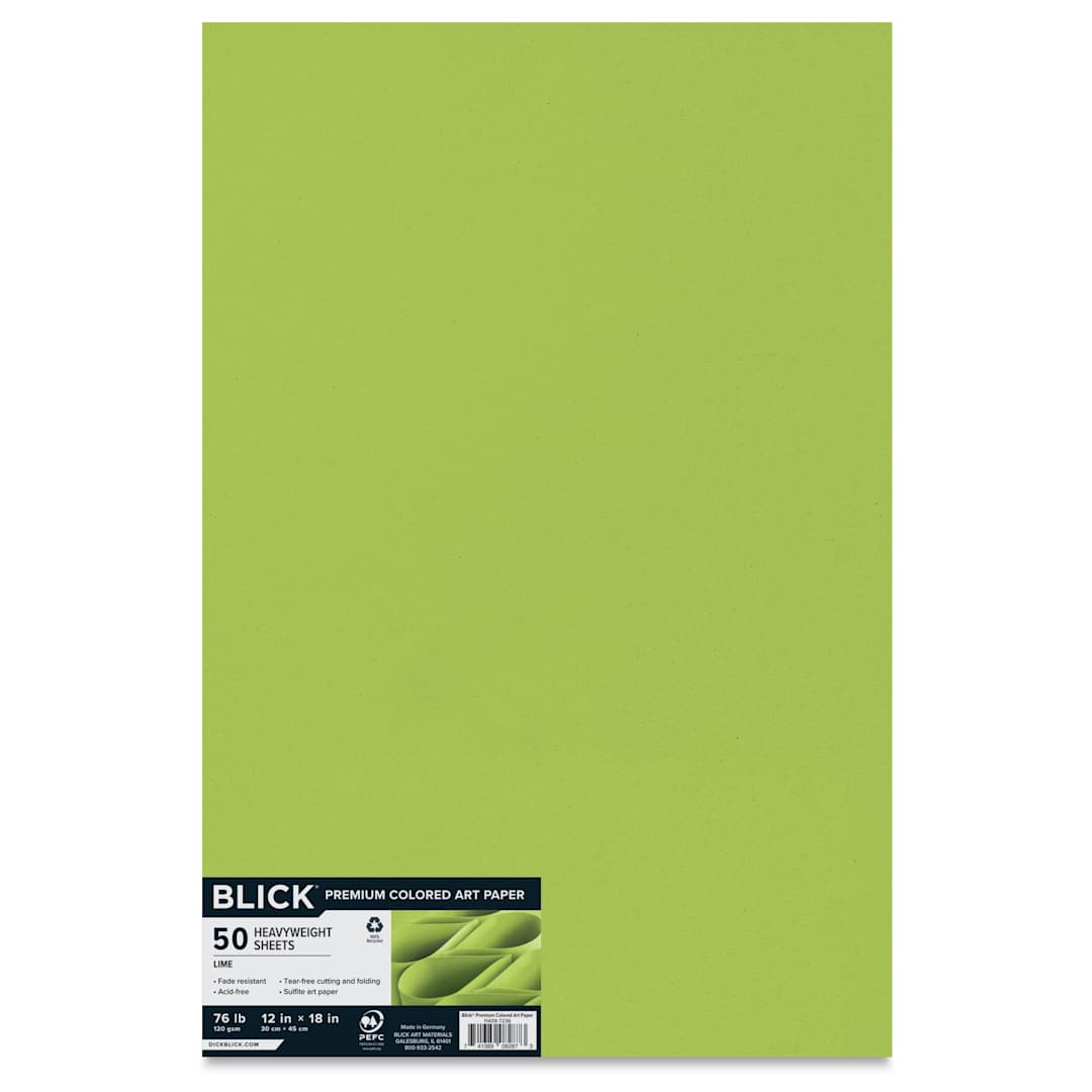 Open in modal - Blick Premium Colored Art Paper - 12" x 18", Lime, 50 Sheets
