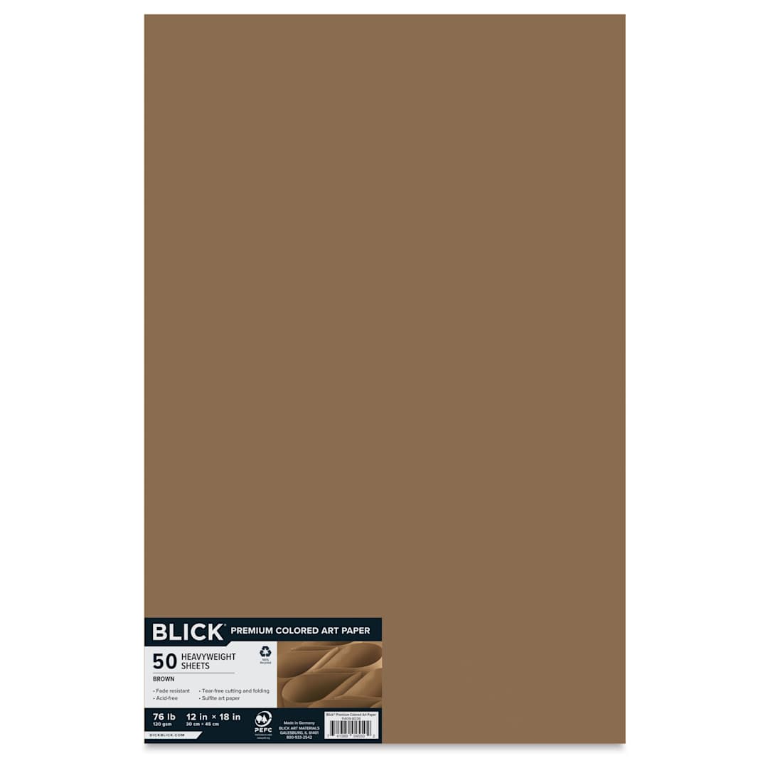 Open in modal - Blick Premium Colored Art Paper - 12" x 18", Dark Brown, 50 Sheets, with label