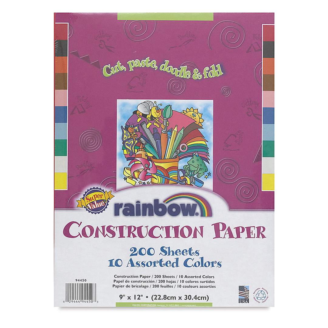 Open in modal - Rainbow Construction Paper - Front of 200 pc package 