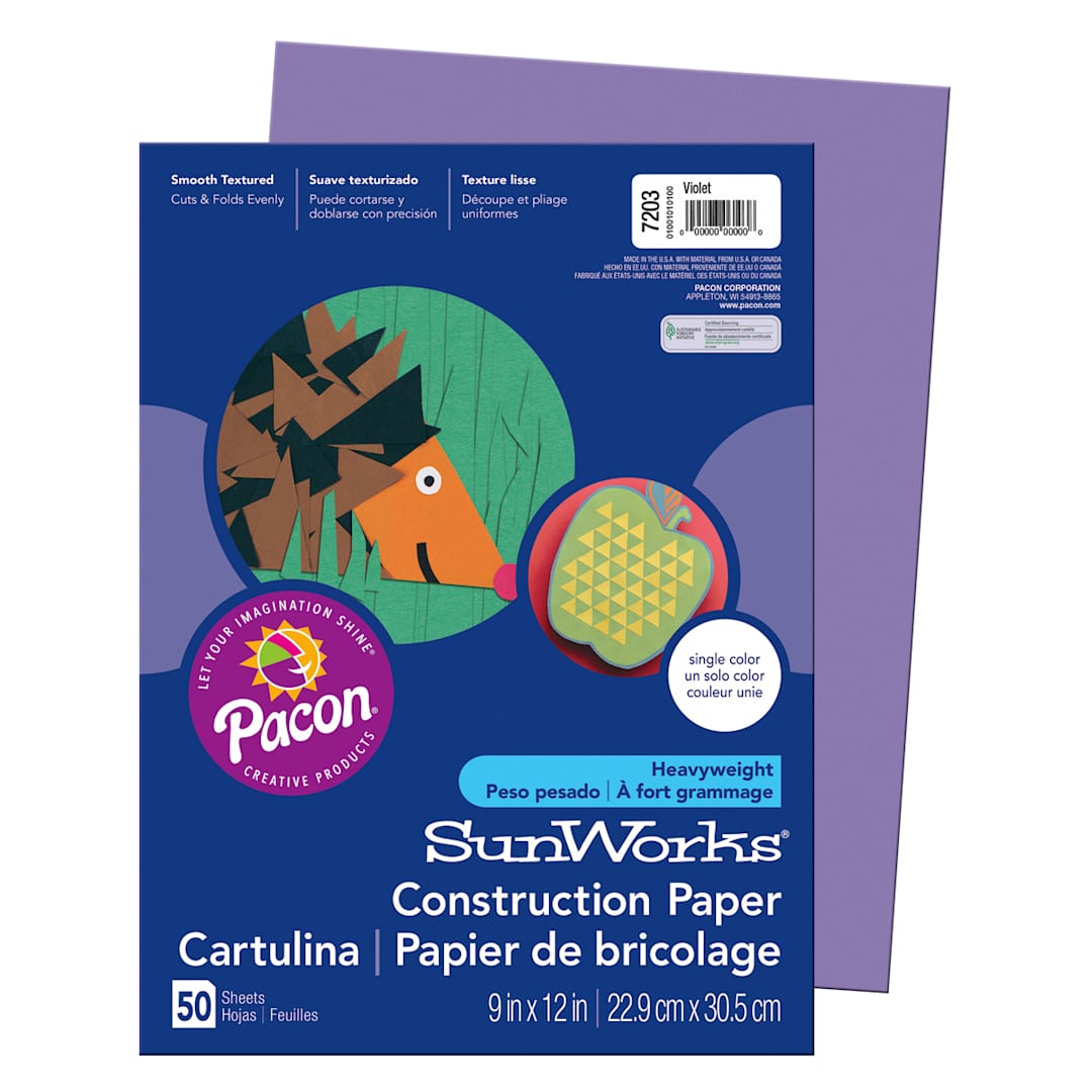Open in modal - Pacon SunWorks Construction Paper, 50 Sheets, 9 in x 12 in, Violet
