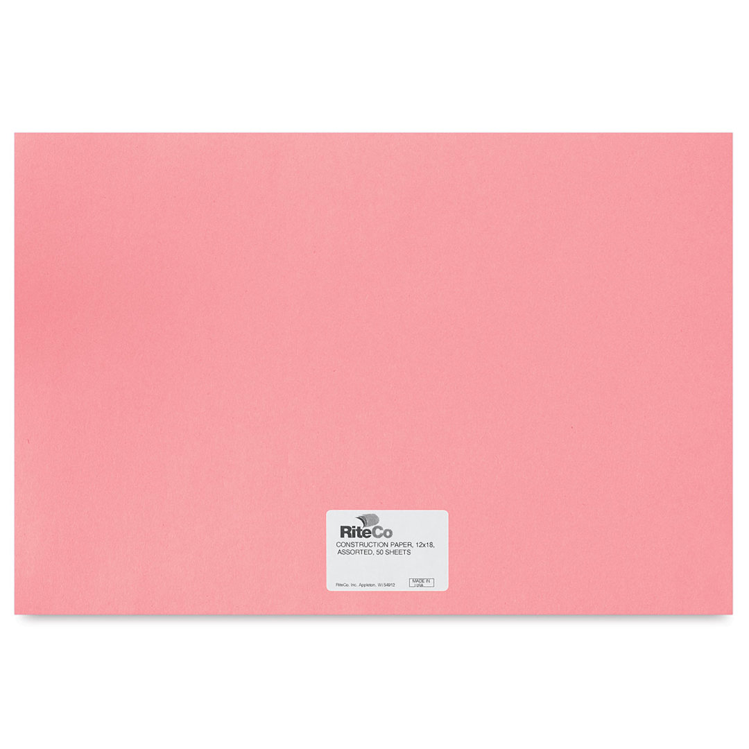 Open in modal - RiteCo Construction Paper - Pink, 12" x 18", 50 Sheets